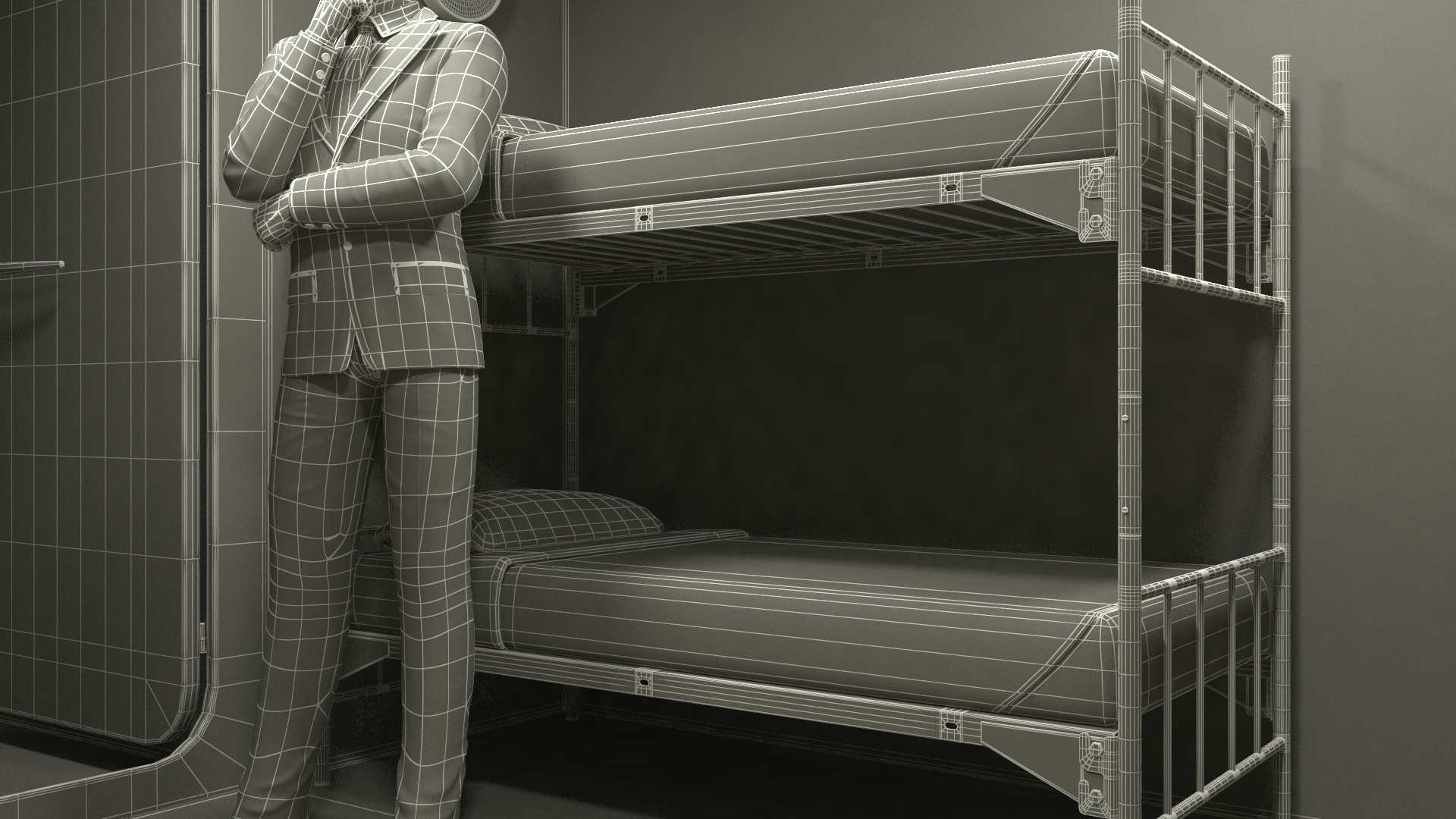 3D Private Underground Bunker with People model
