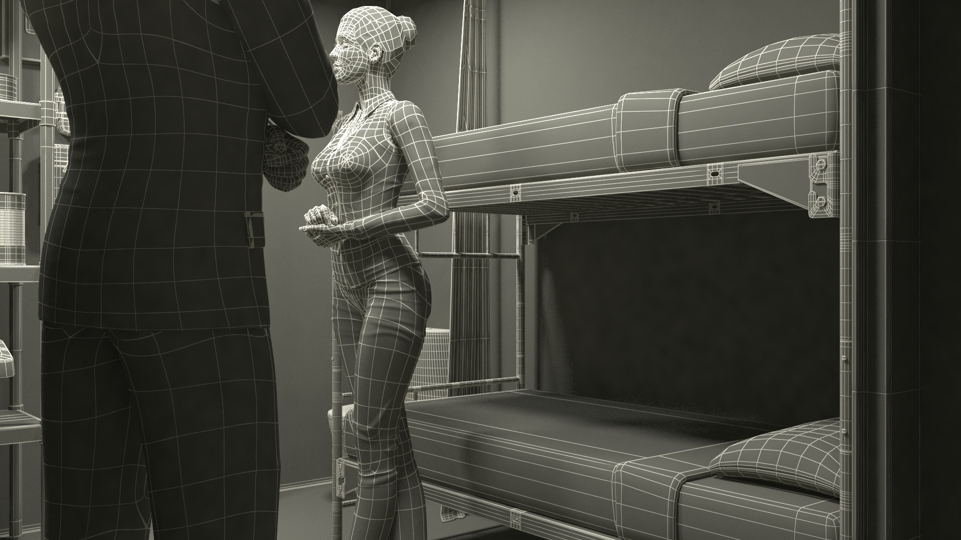 3D Private Underground Bunker with People model