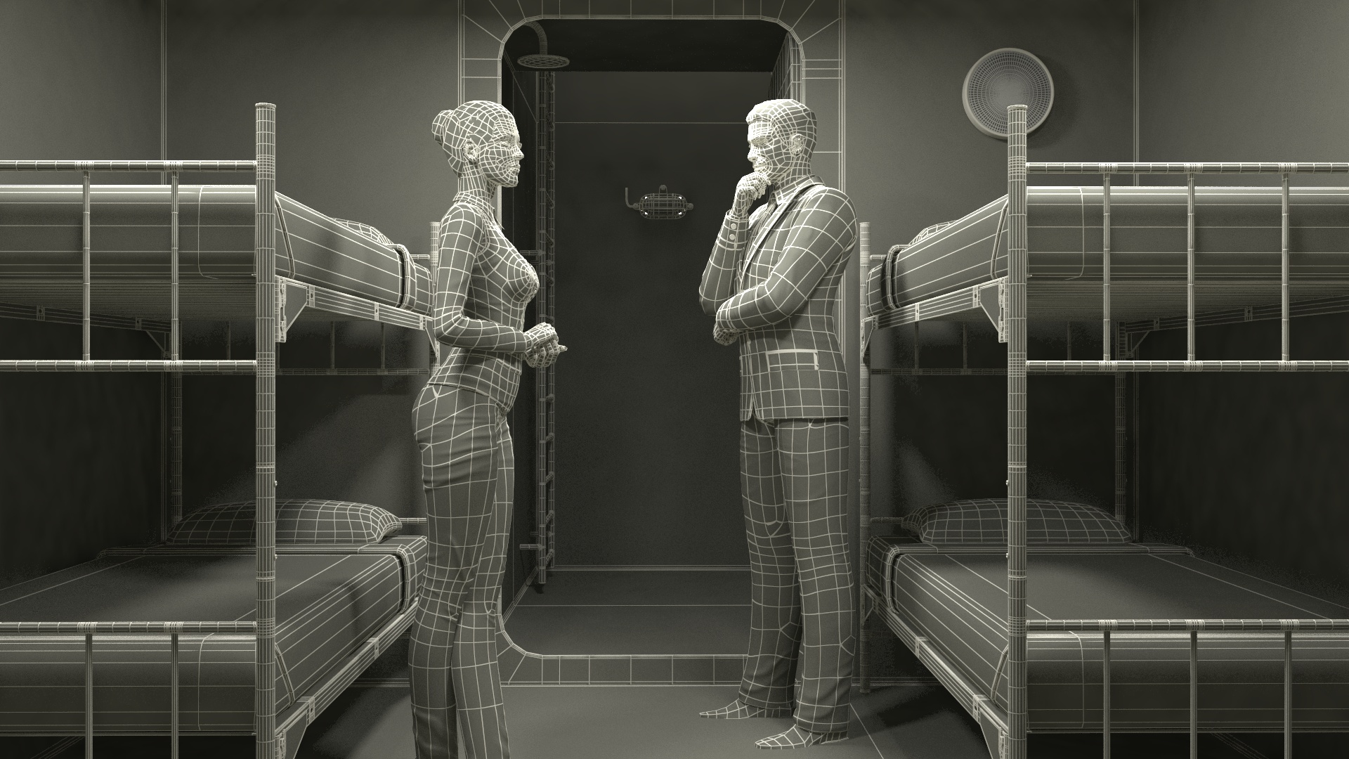 3D Private Underground Bunker with People model