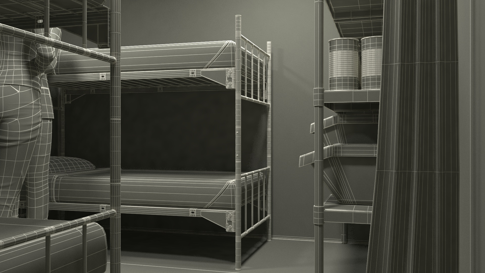 3D Private Underground Bunker with People model