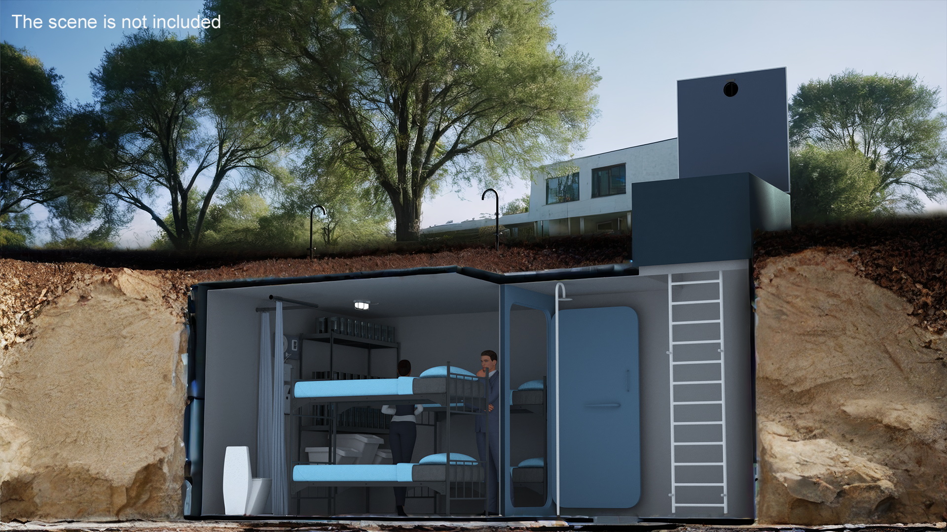 3D Private Underground Bunker with People model