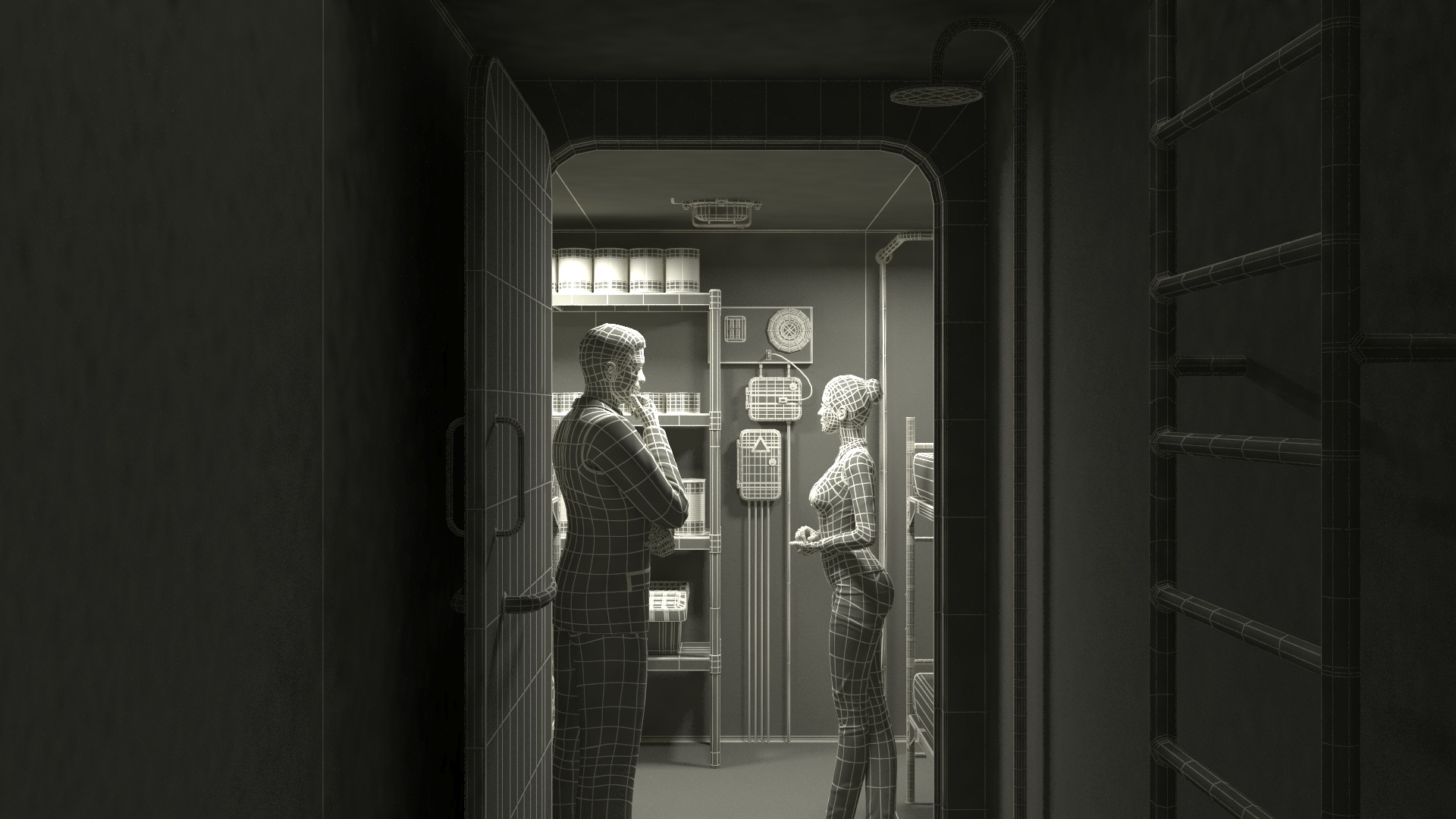 3D Private Underground Bunker with People model