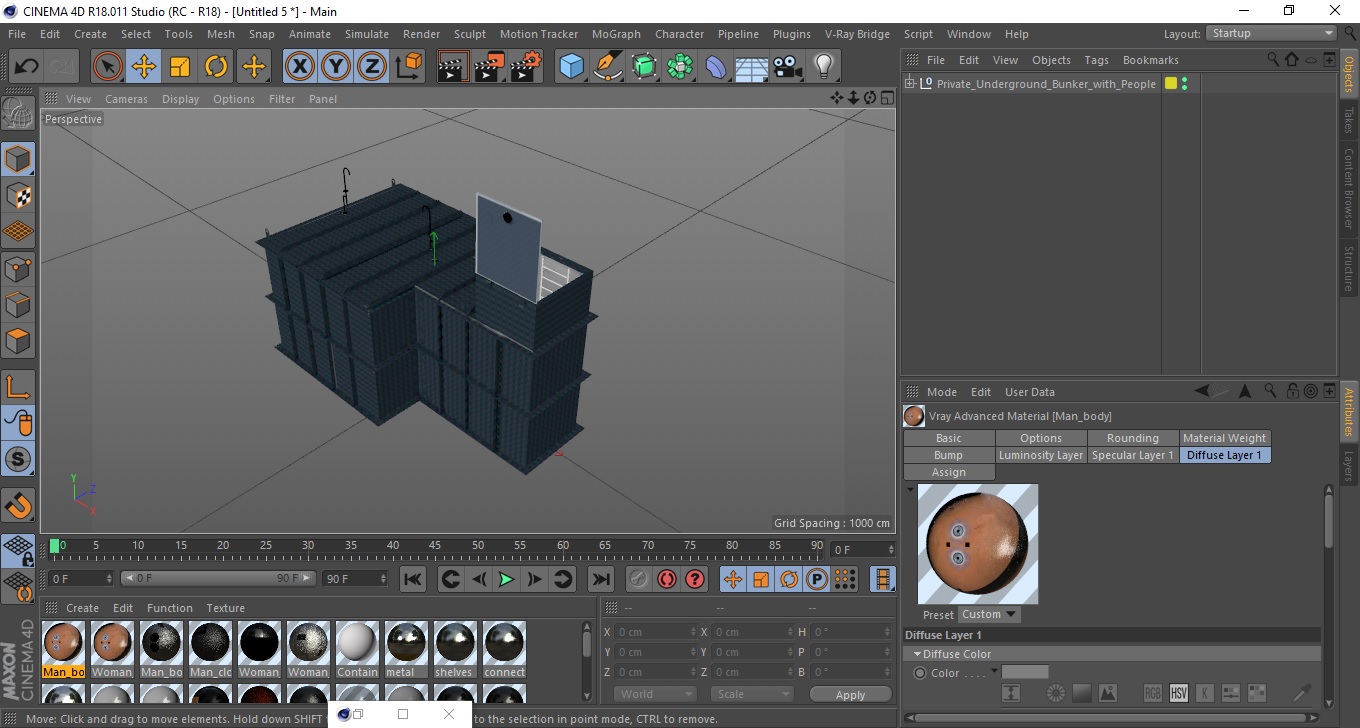 3D Private Underground Bunker with People model