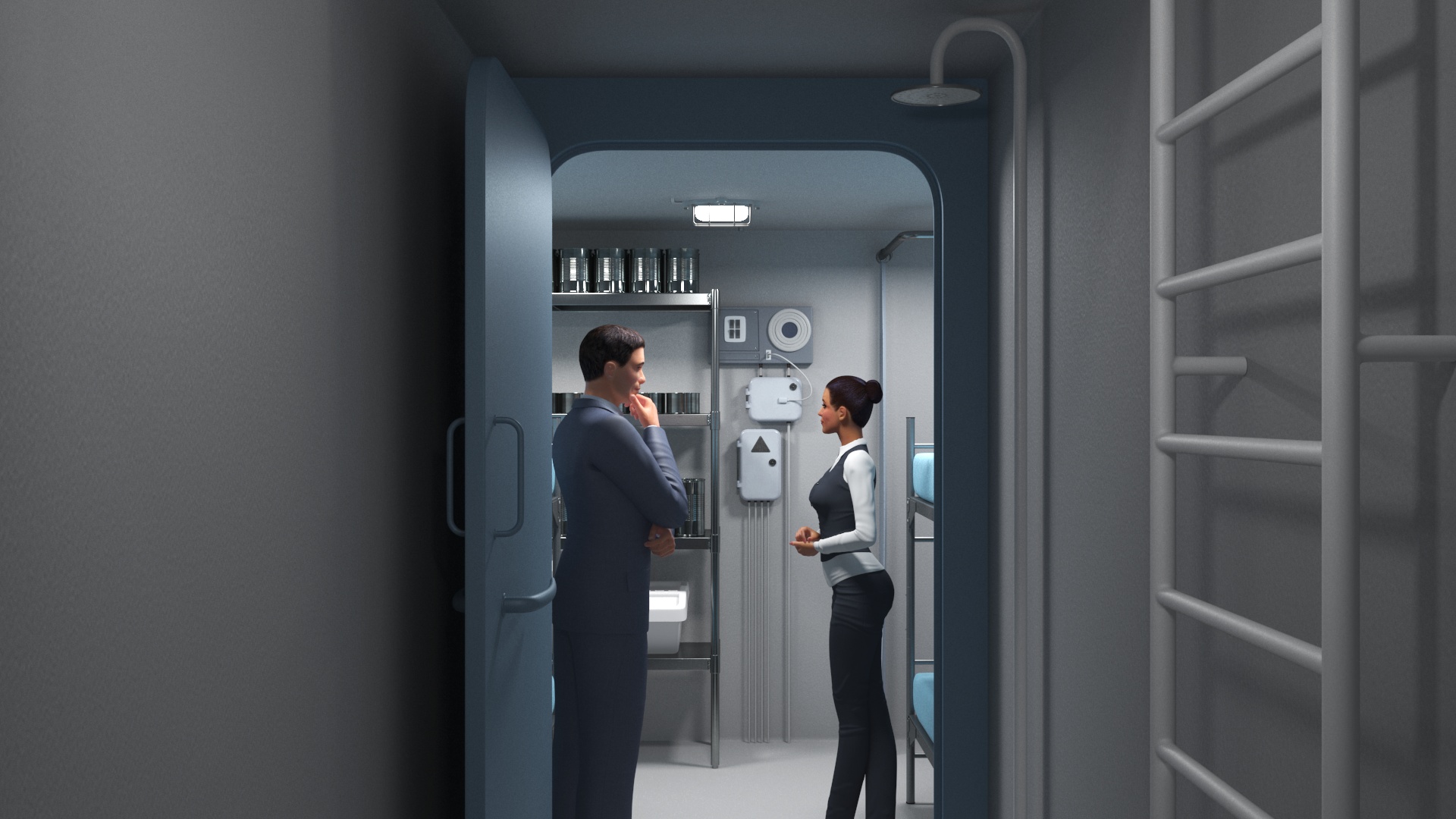 3D Private Underground Bunker with People model