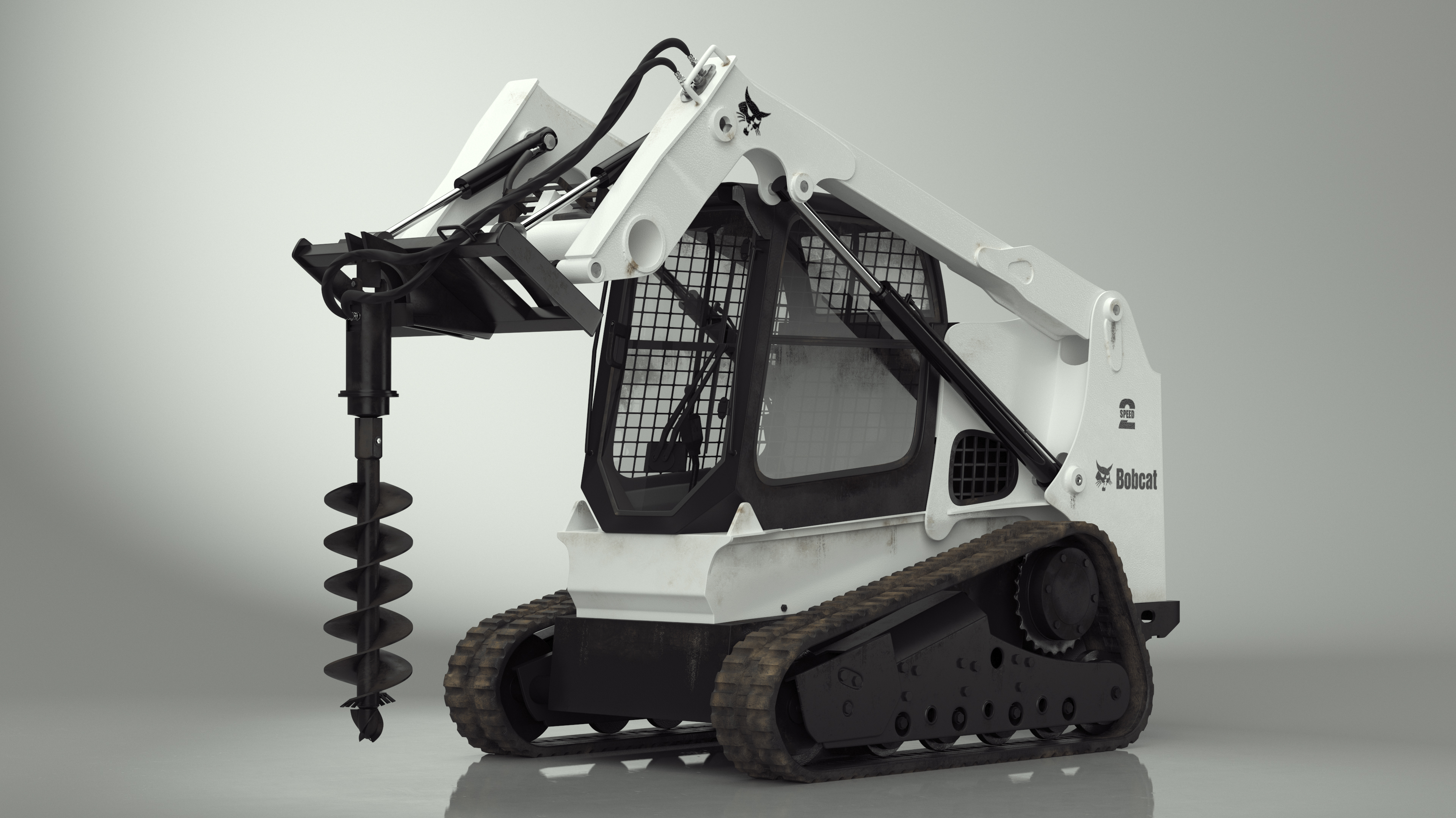 Bobcat Compact Track Loader with Auger Attachment 3D model