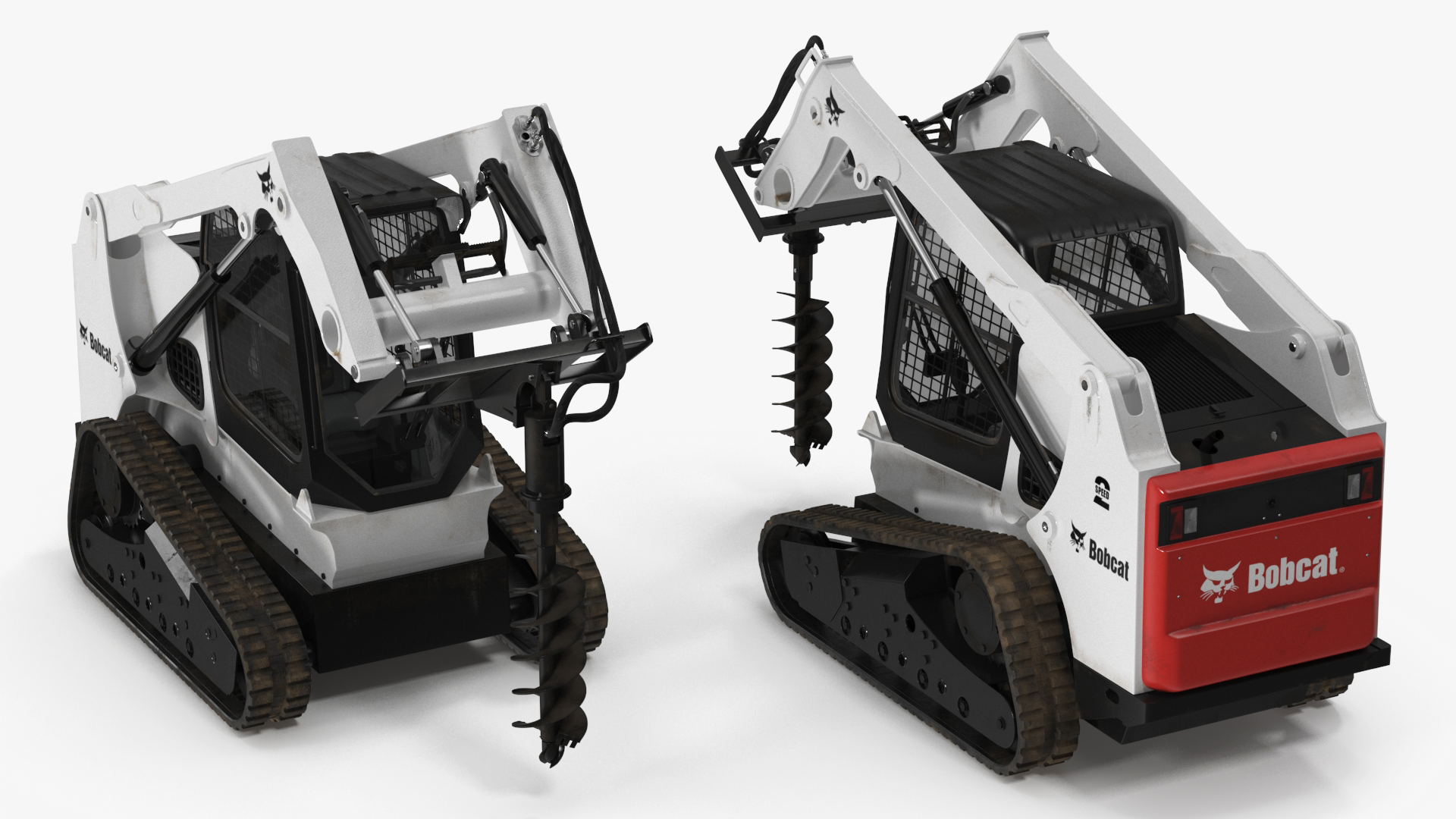 Bobcat Compact Track Loader with Auger Attachment 3D model
