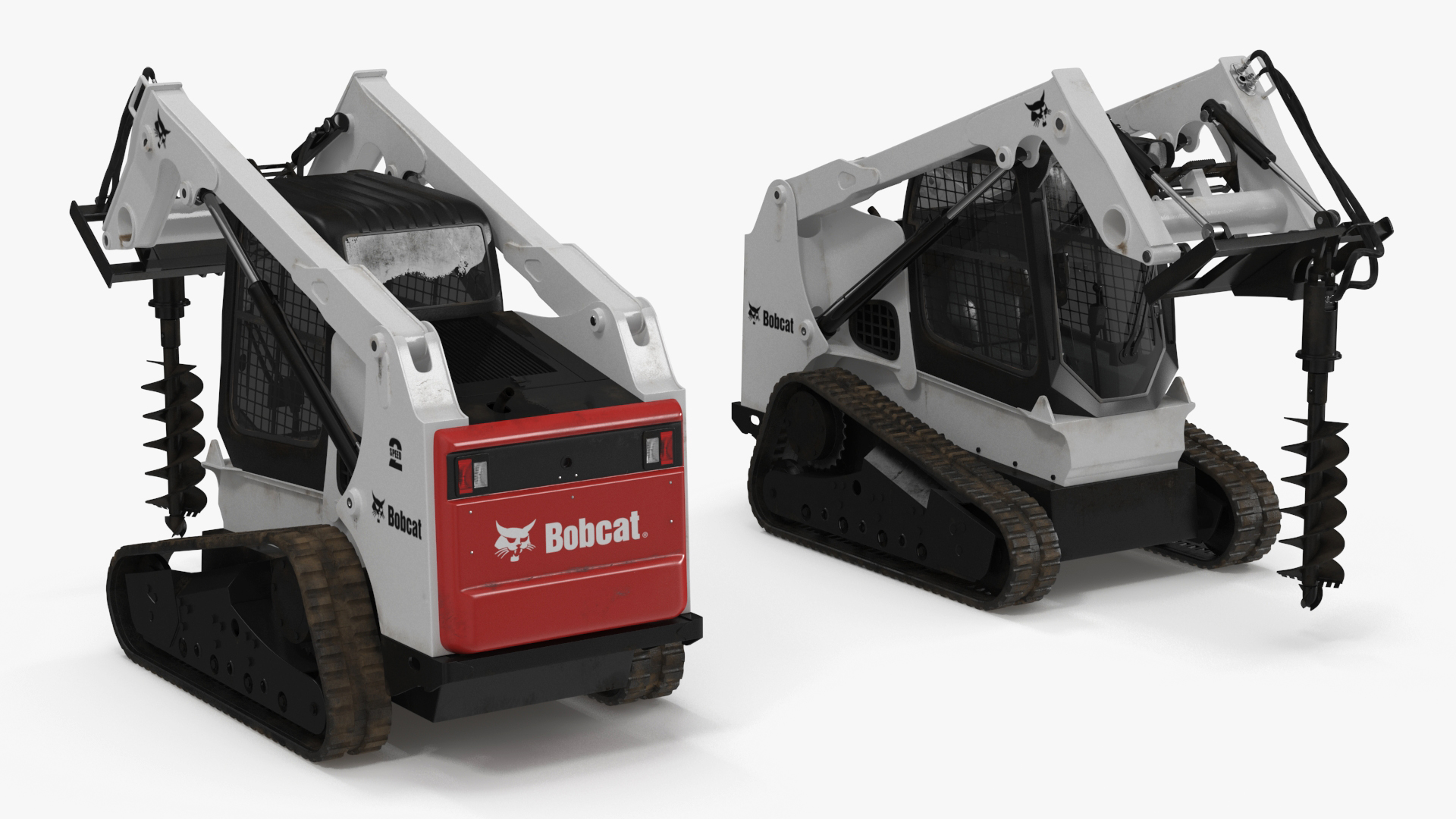 Bobcat Compact Track Loader with Auger Attachment 3D model