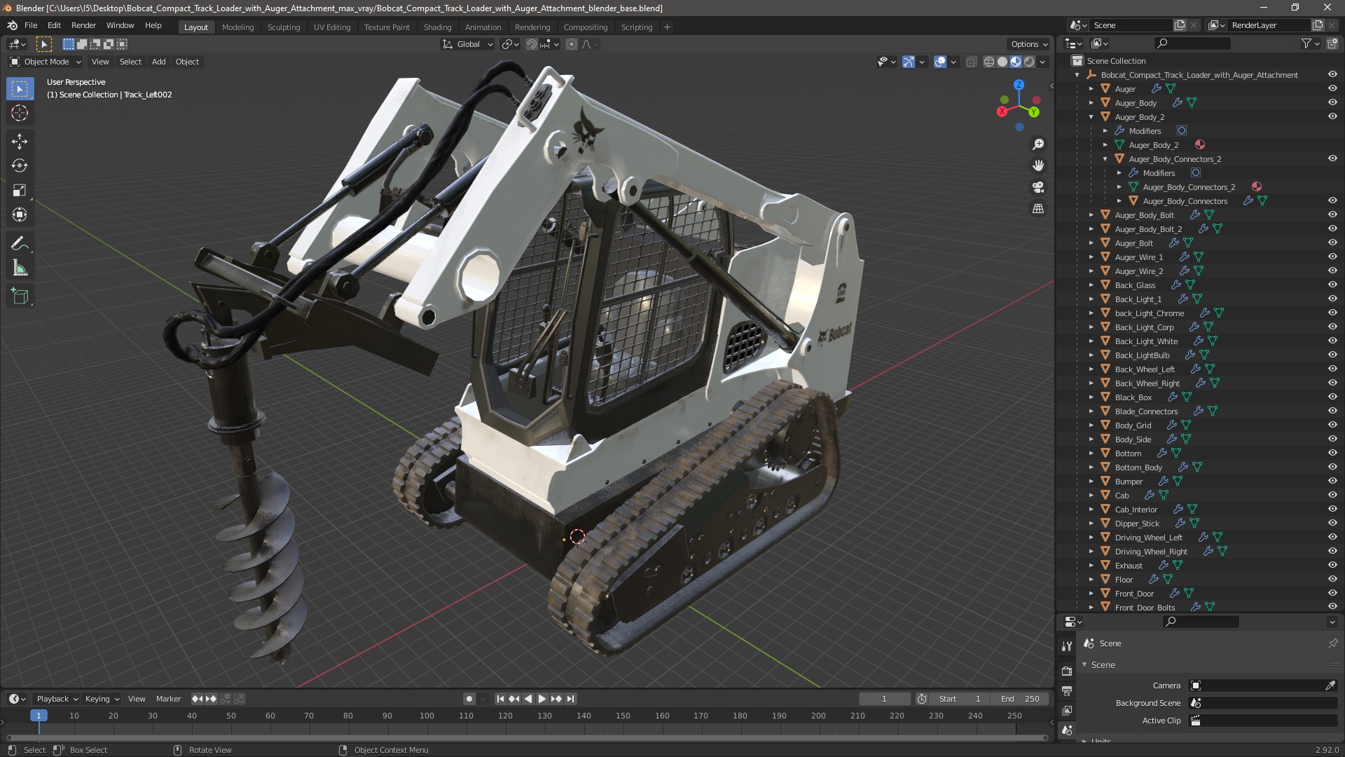 Bobcat Compact Track Loader with Auger Attachment 3D model