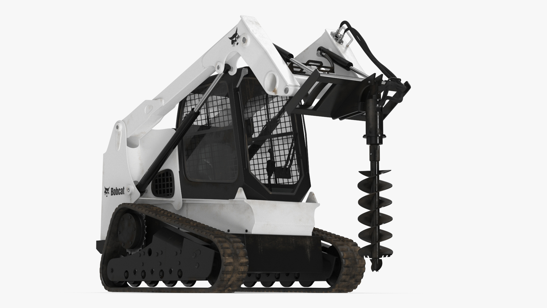 Bobcat Compact Track Loader with Auger Attachment 3D model