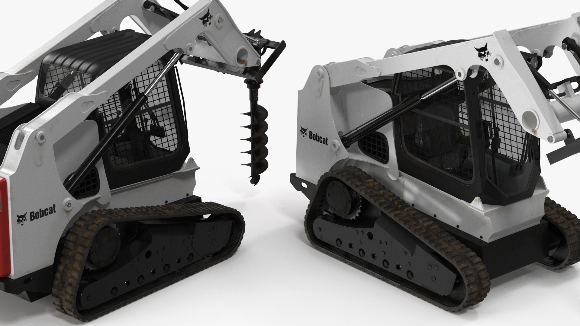 Bobcat Compact Track Loader with Auger Attachment 3D model