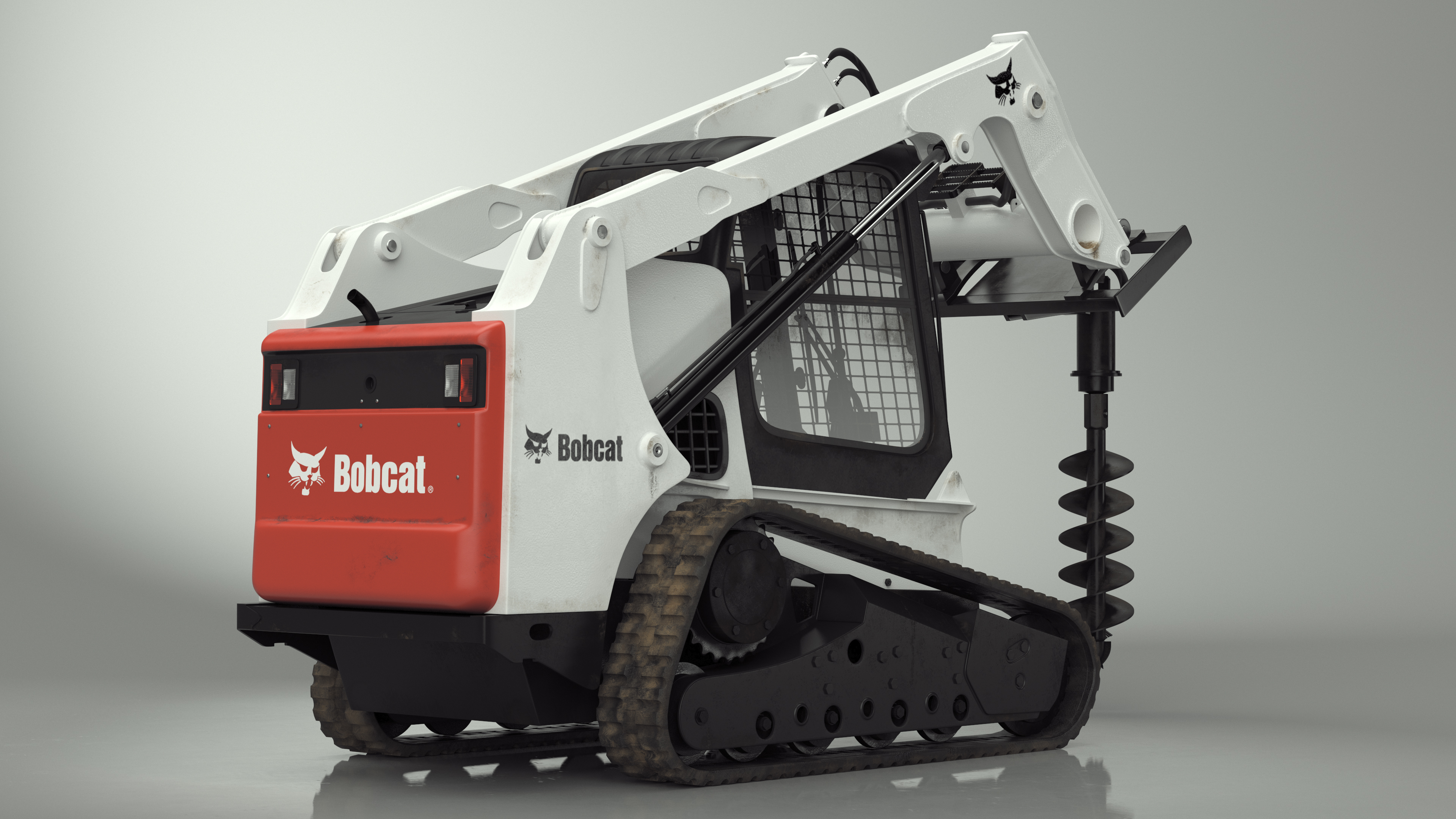 Bobcat Compact Track Loader with Auger Attachment 3D model