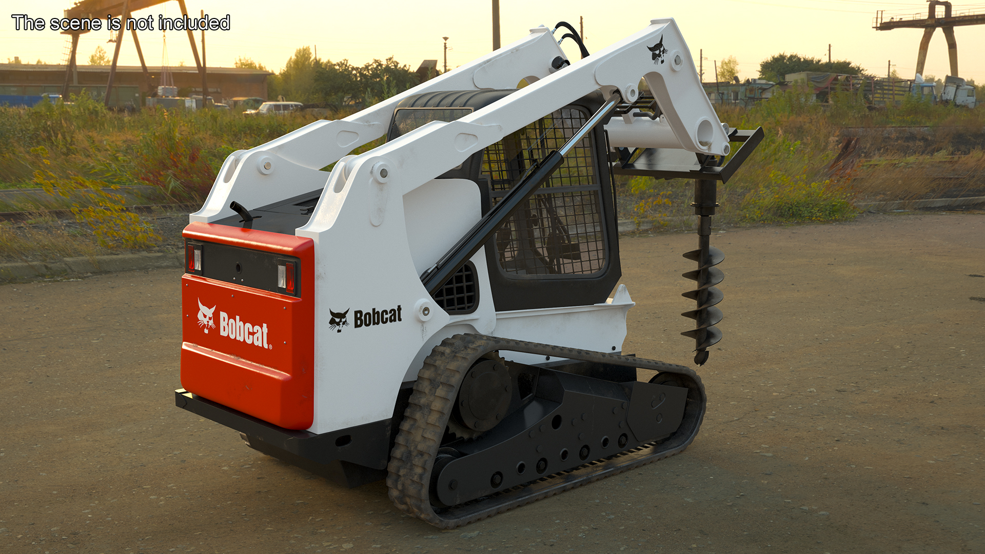 Bobcat Compact Track Loader with Auger Attachment 3D model