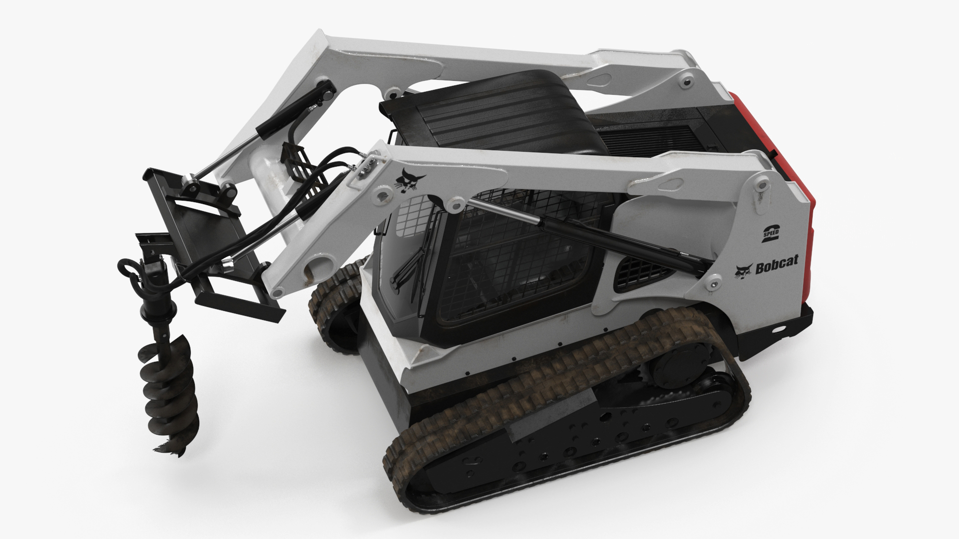 Bobcat Compact Track Loader with Auger Attachment 3D model