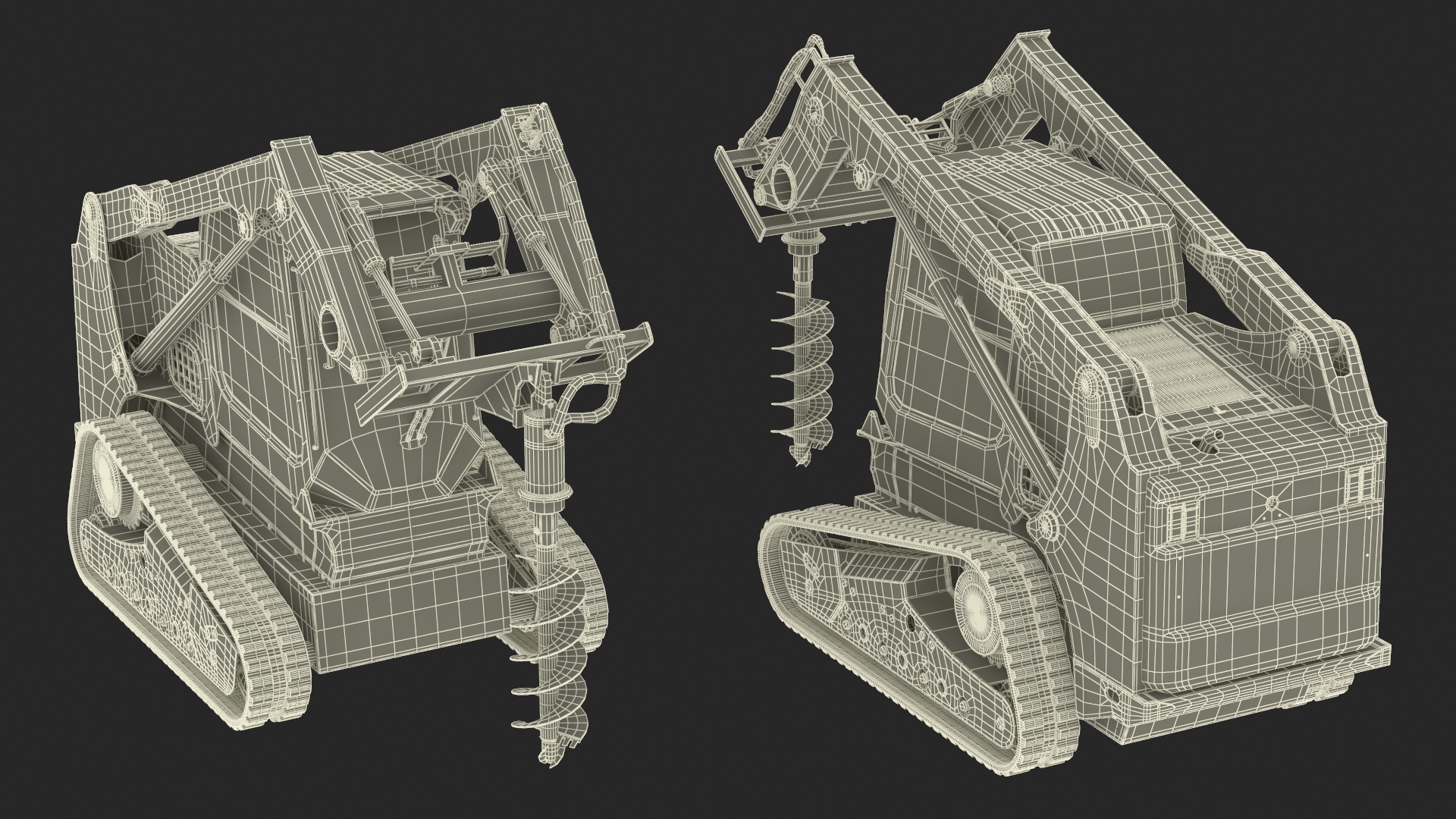 Bobcat Compact Track Loader with Auger Attachment 3D model