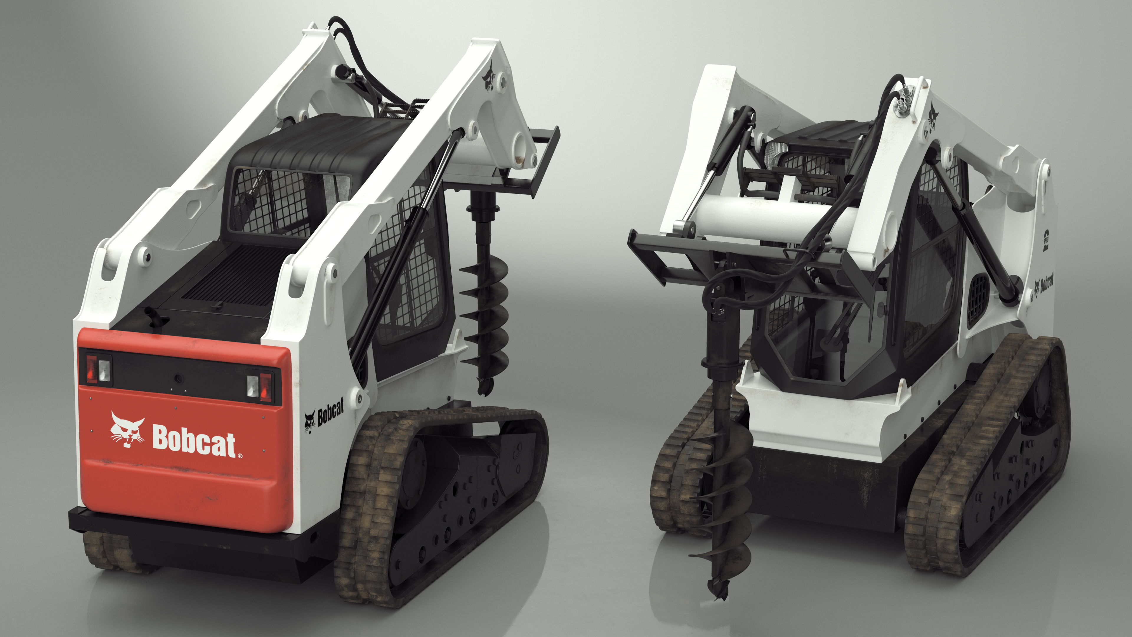 Bobcat Compact Track Loader with Auger Attachment 3D model