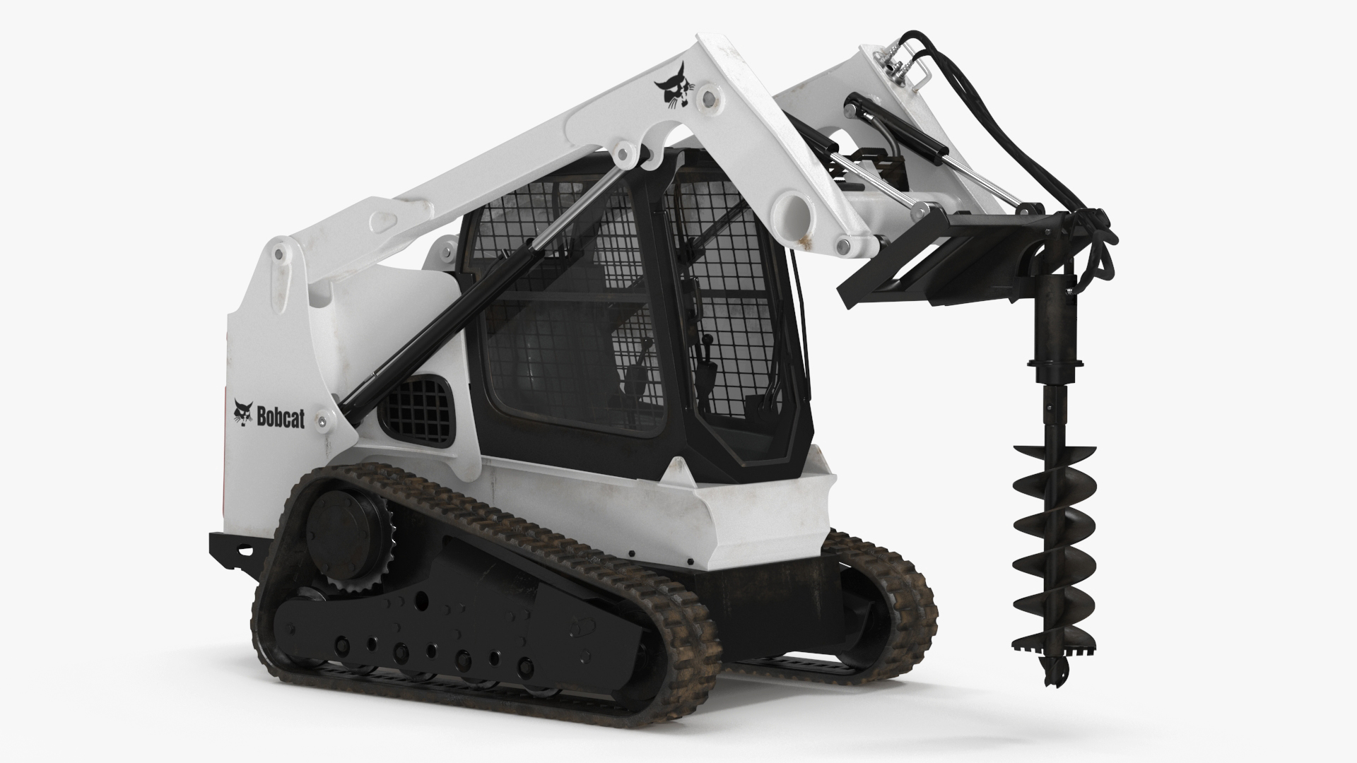 Bobcat Compact Track Loader with Auger Attachment 3D model