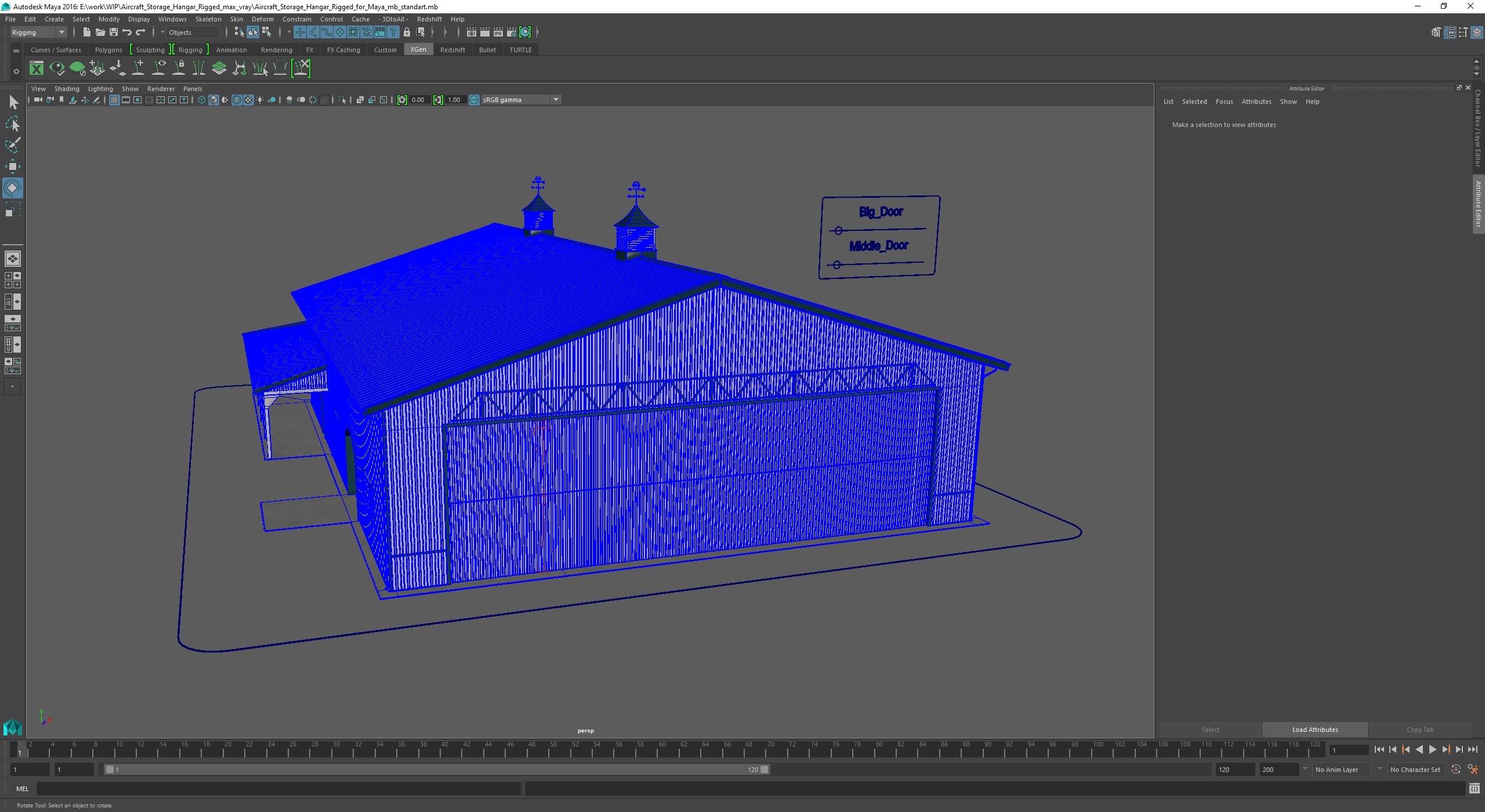 Aircraft Storage Hangar Rigged for Maya 3D model