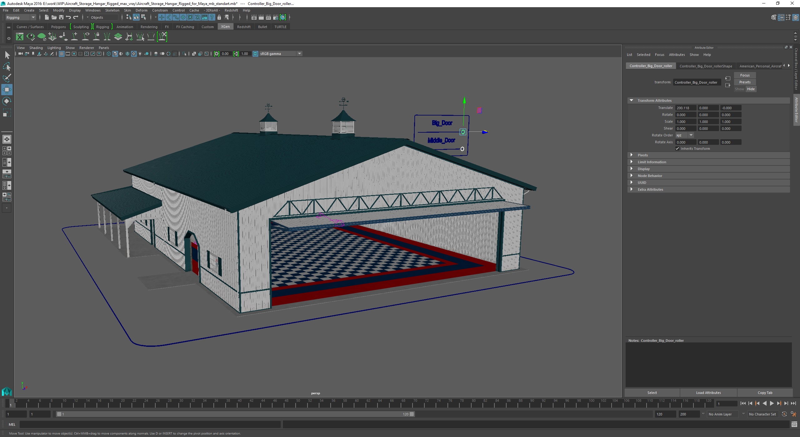 Aircraft Storage Hangar Rigged for Maya 3D model