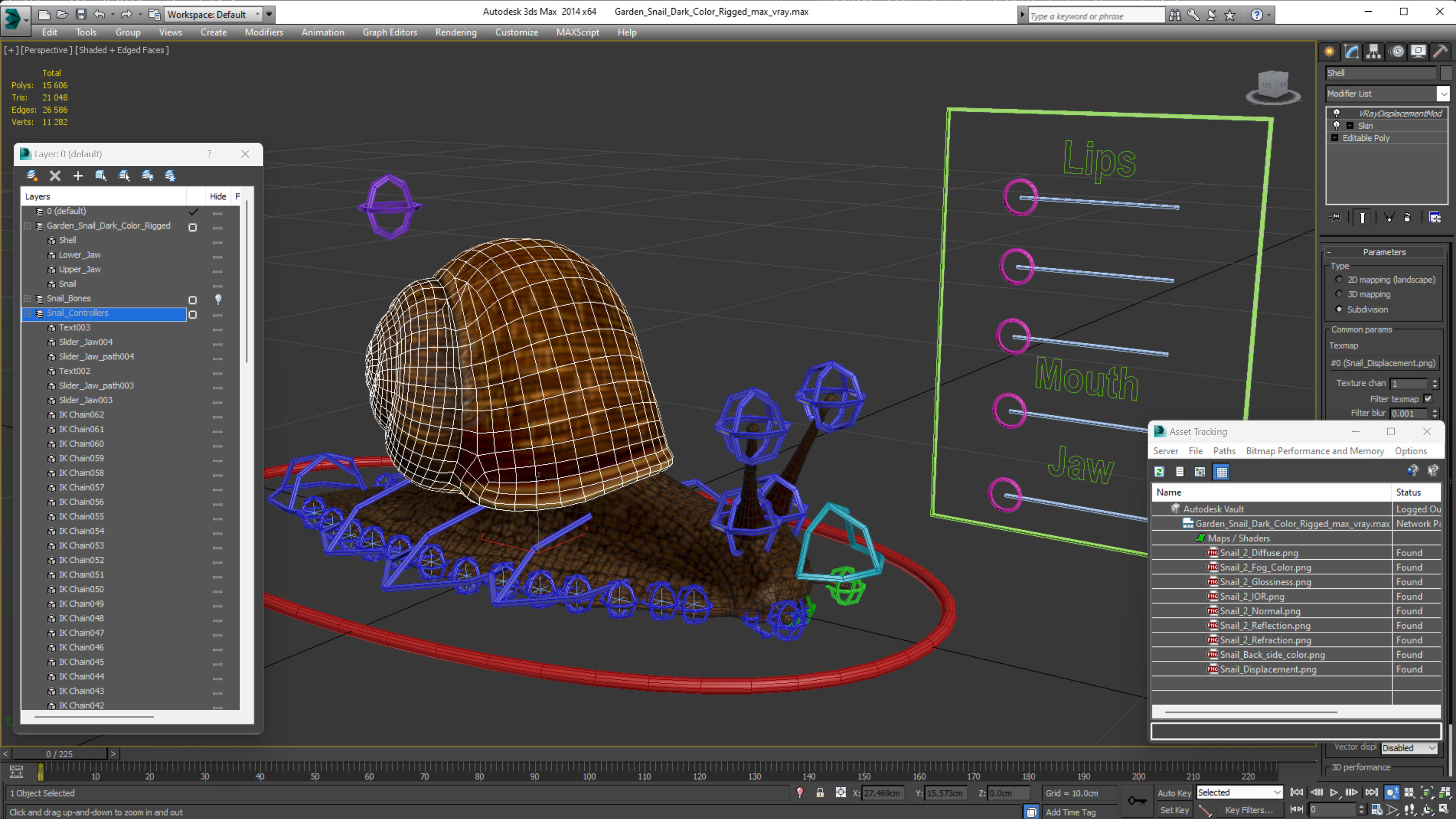 3D model Garden Snail Dark Color Rigged