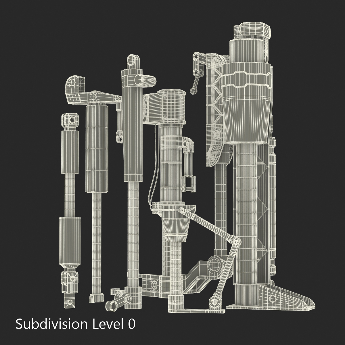 3D Sci Fi Painted Hydraulic Cylinders Set model