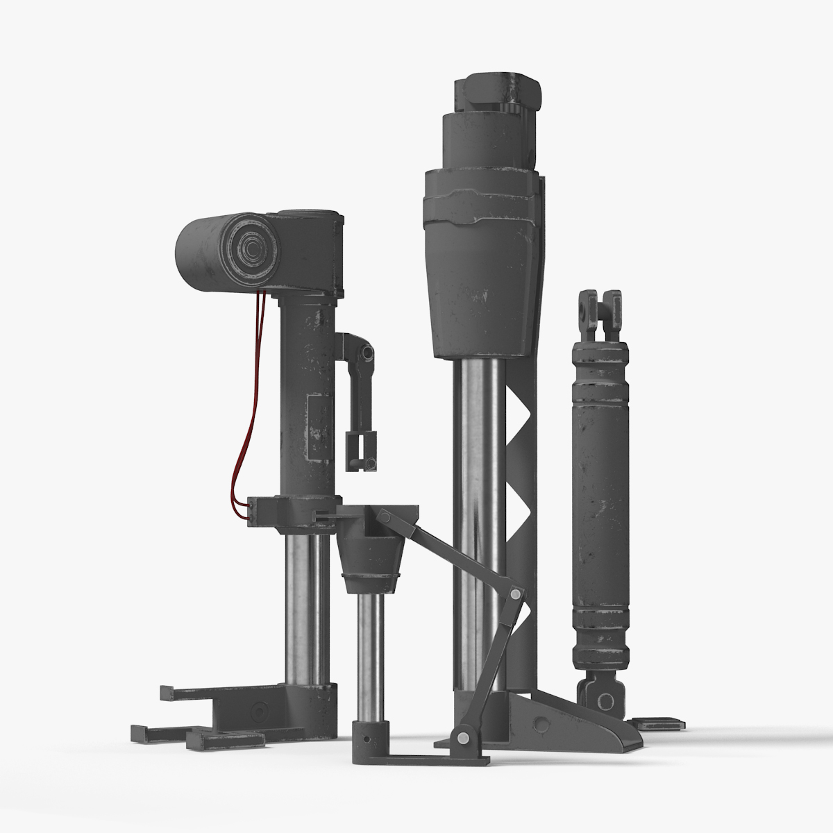 3D Sci Fi Painted Hydraulic Cylinders Set model