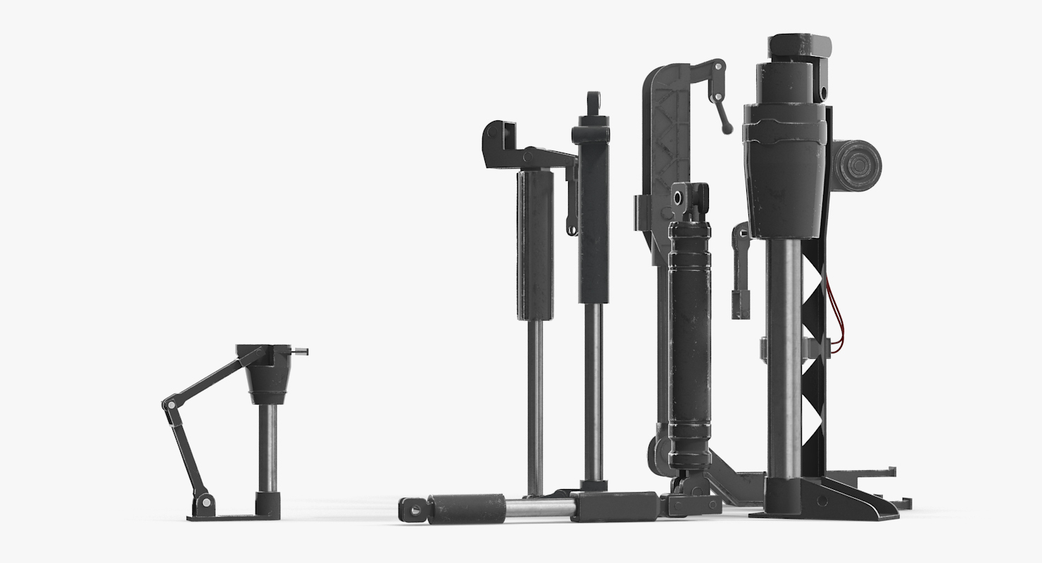 3D Sci Fi Painted Hydraulic Cylinders Set model