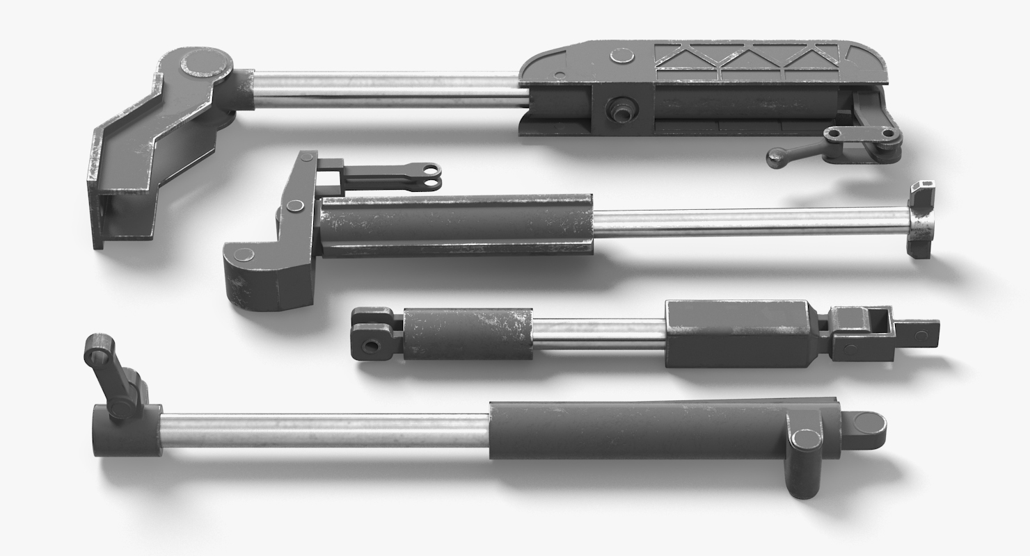 3D Sci Fi Painted Hydraulic Cylinders Set model