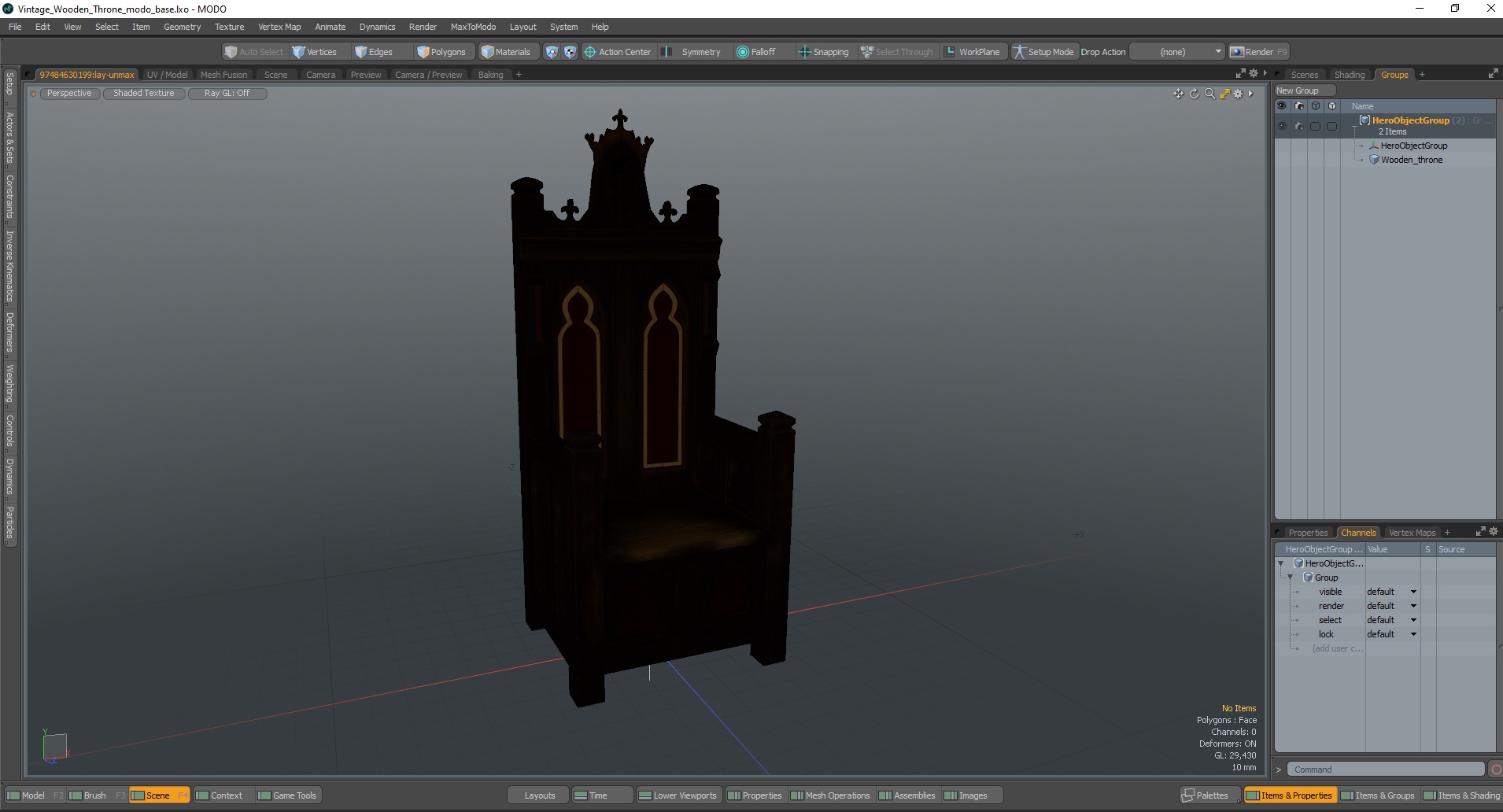 3D Vintage Wooden Throne