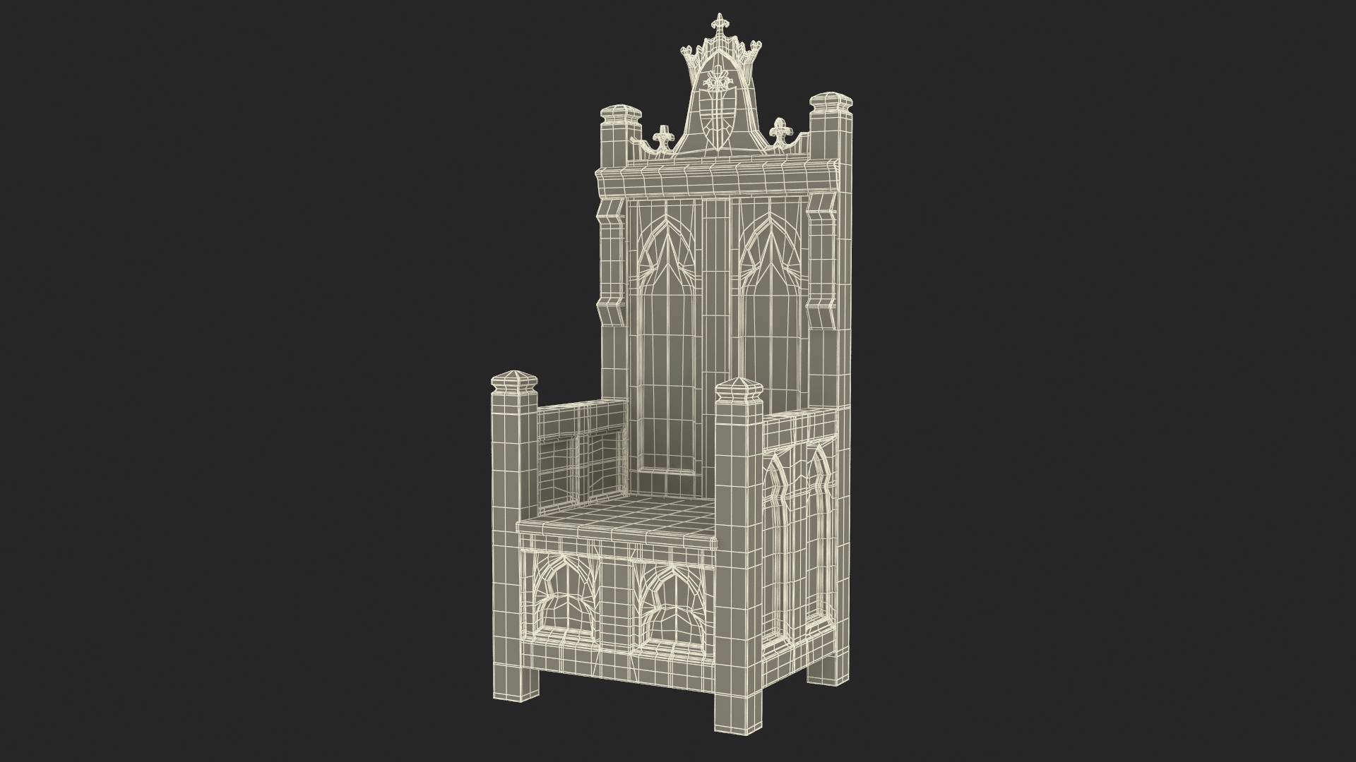 3D Vintage Wooden Throne