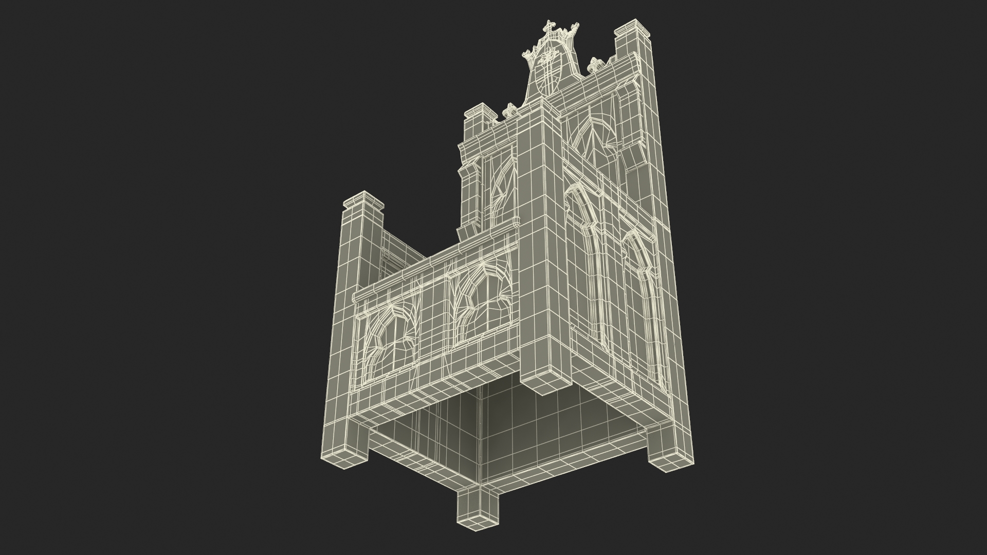 3D Vintage Wooden Throne