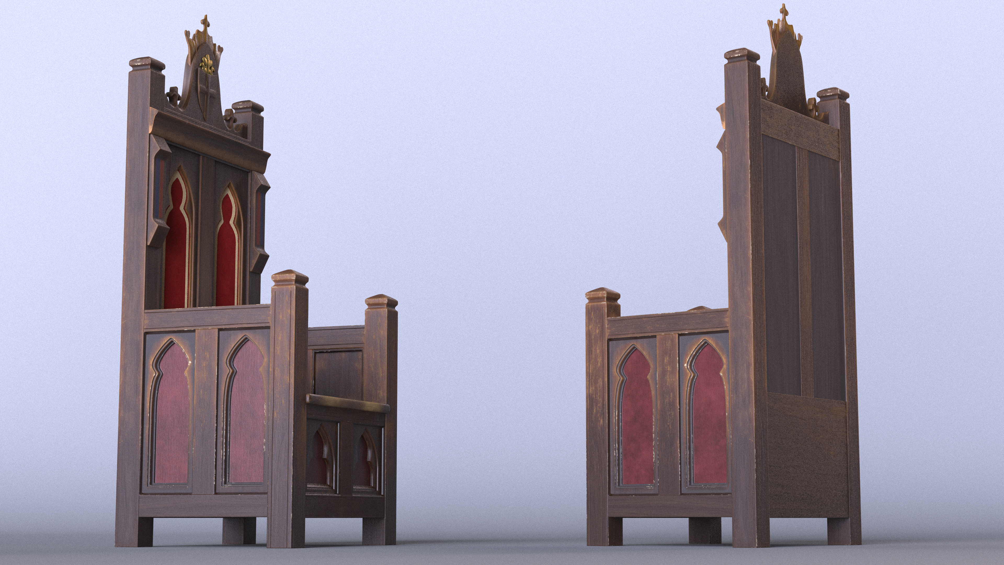 3D Vintage Wooden Throne
