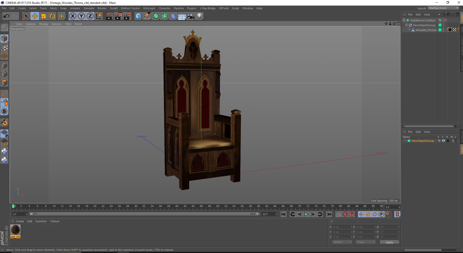 3D Vintage Wooden Throne