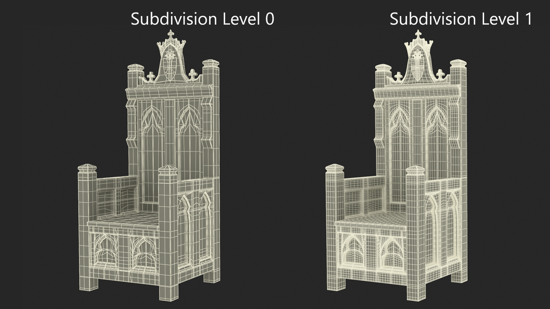 3D Vintage Wooden Throne
