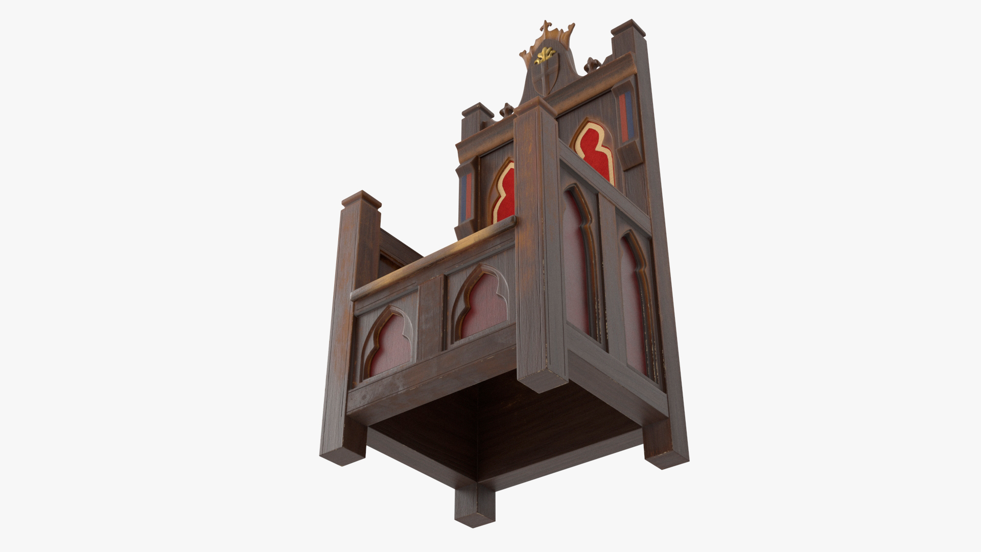 3D Vintage Wooden Throne