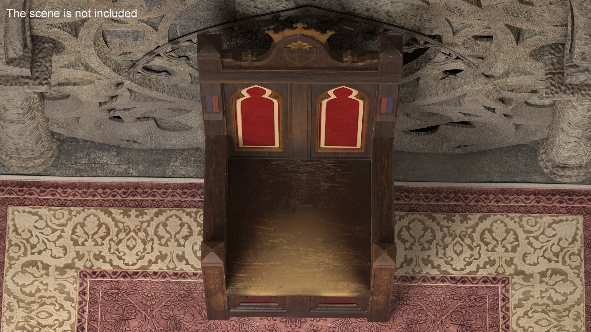3D Vintage Wooden Throne