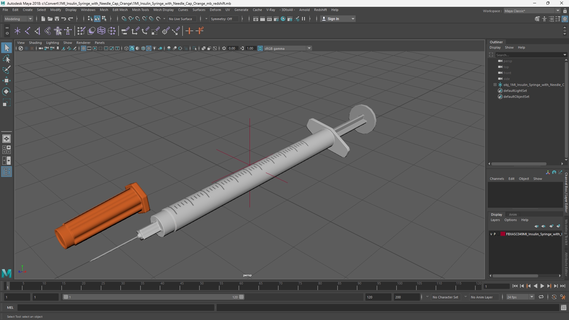 1Ml Insulin Syringe with Needle Cap Orange - view 11