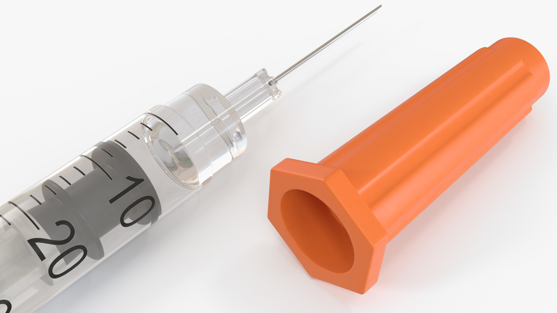 1Ml Insulin Syringe with Needle Cap Orange - view 6
