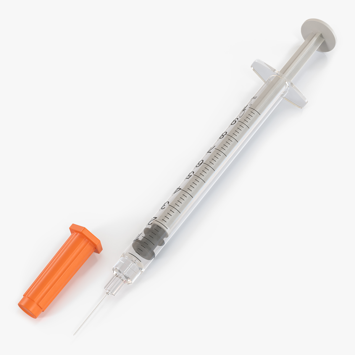 1Ml Insulin Syringe with Needle Cap Orange - view 9