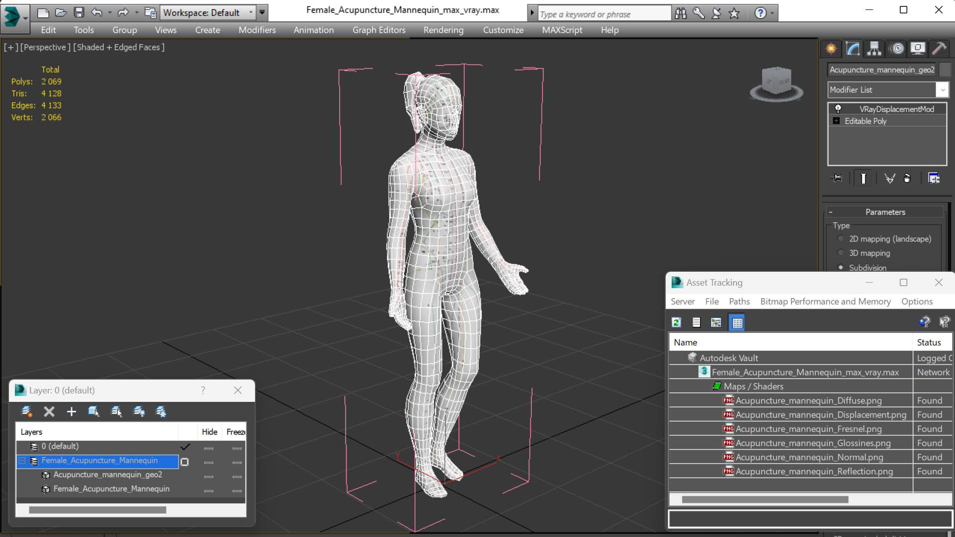 3D Female Acupuncture Mannequin model