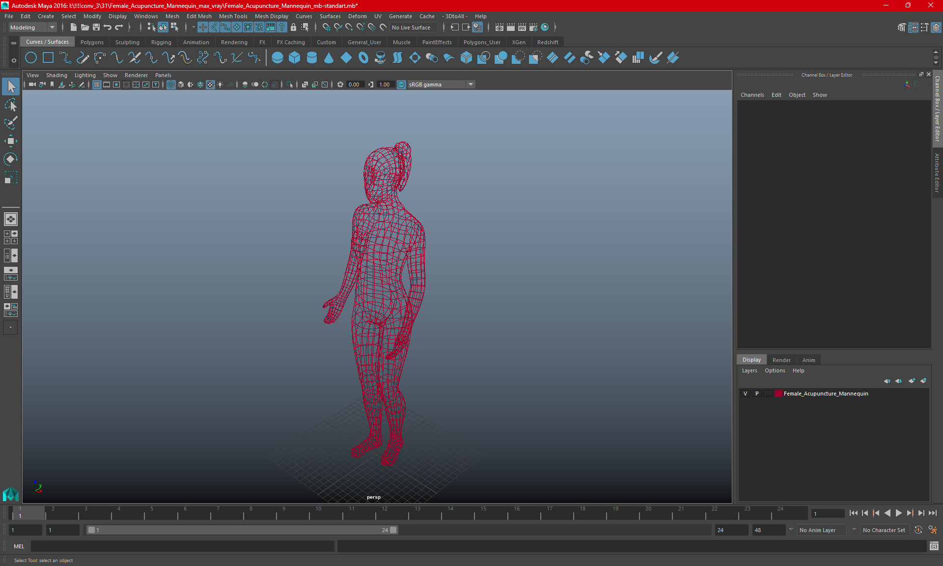 3D Female Acupuncture Mannequin model