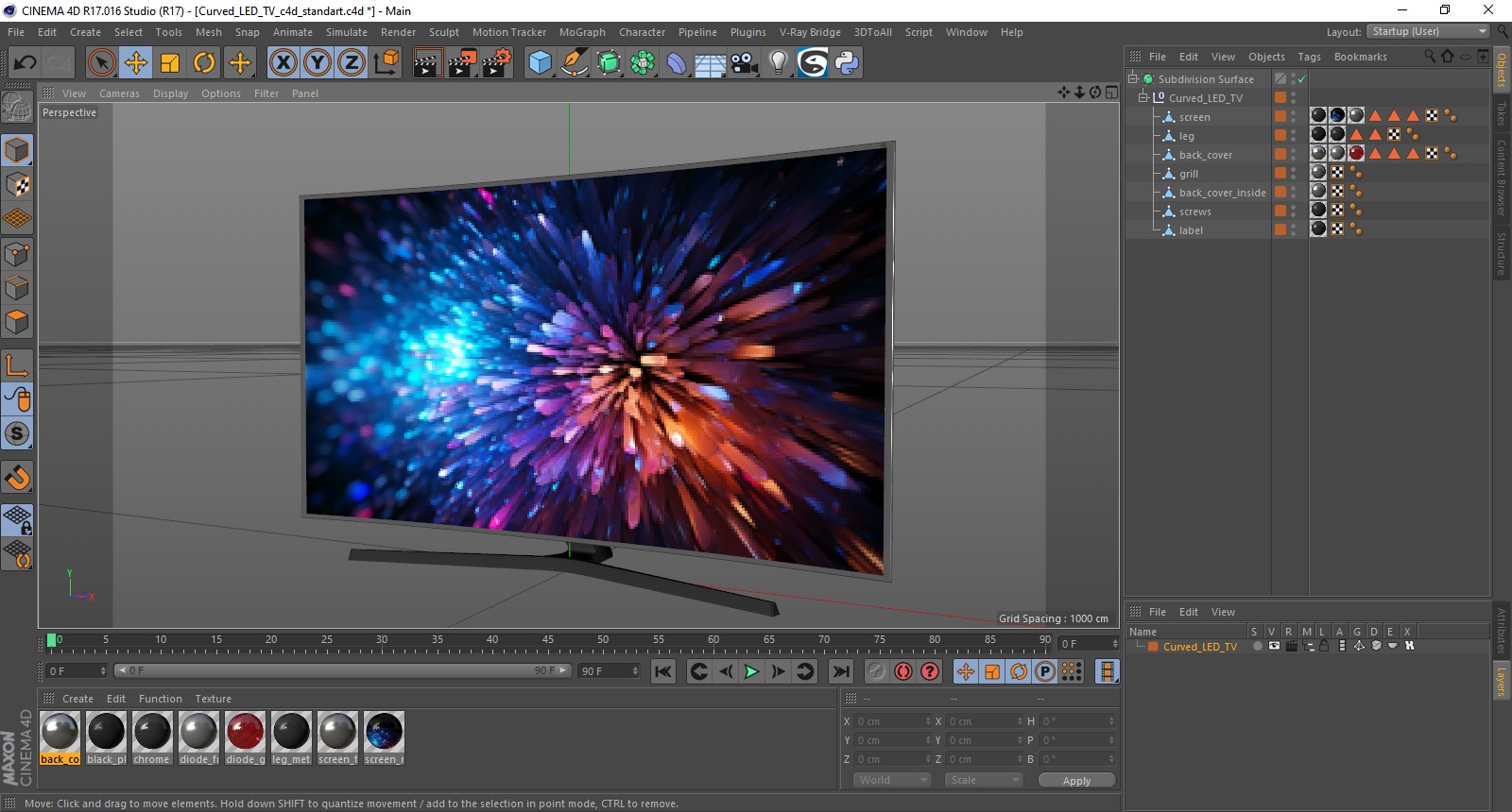 3D Curved LED TV model