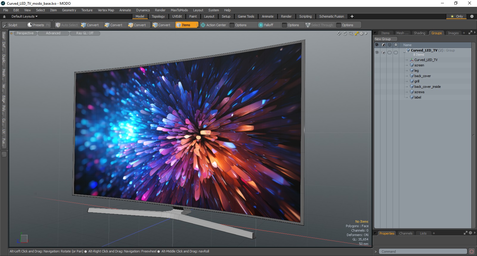 3D Curved LED TV model