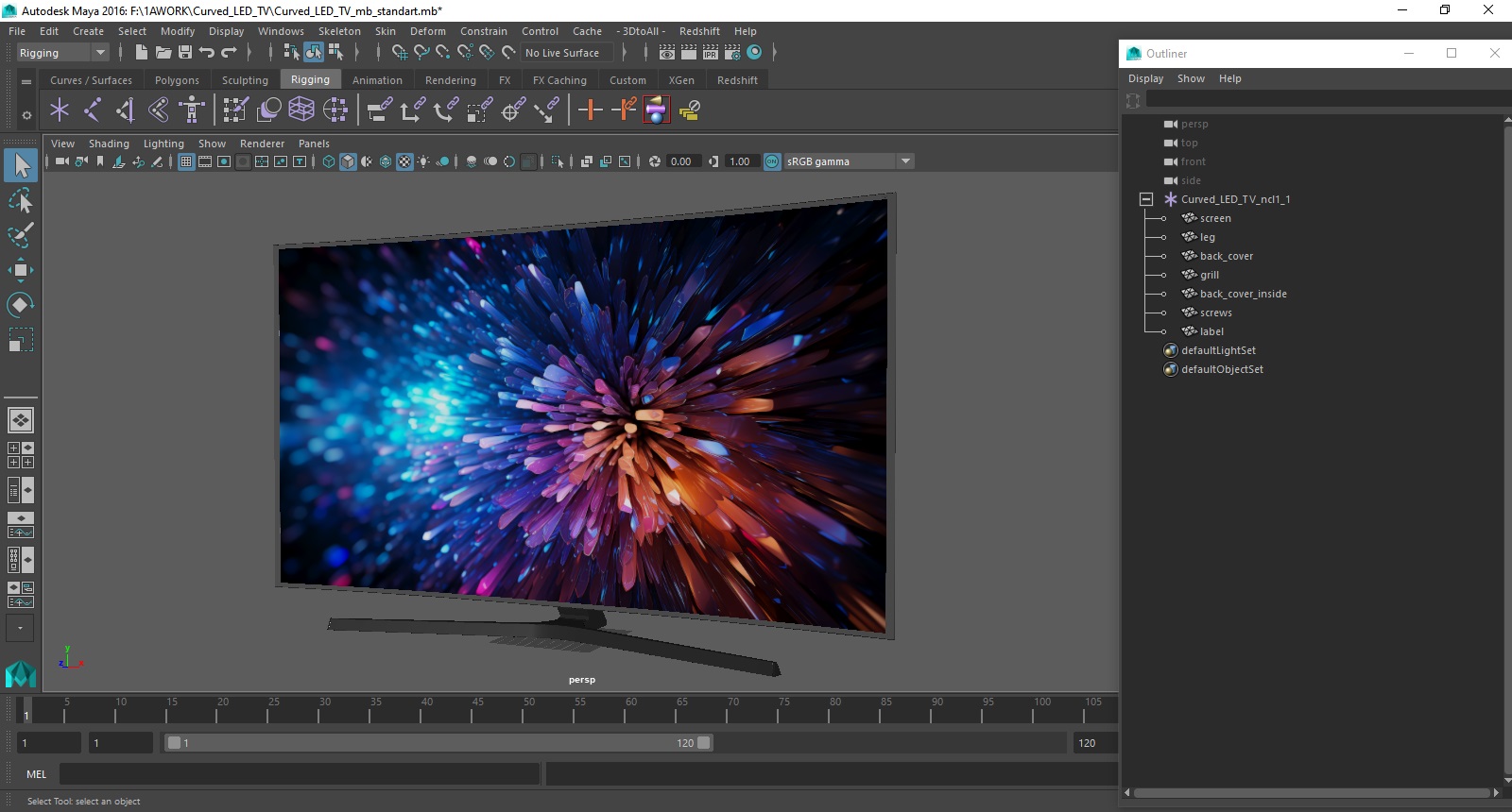 3D Curved LED TV model