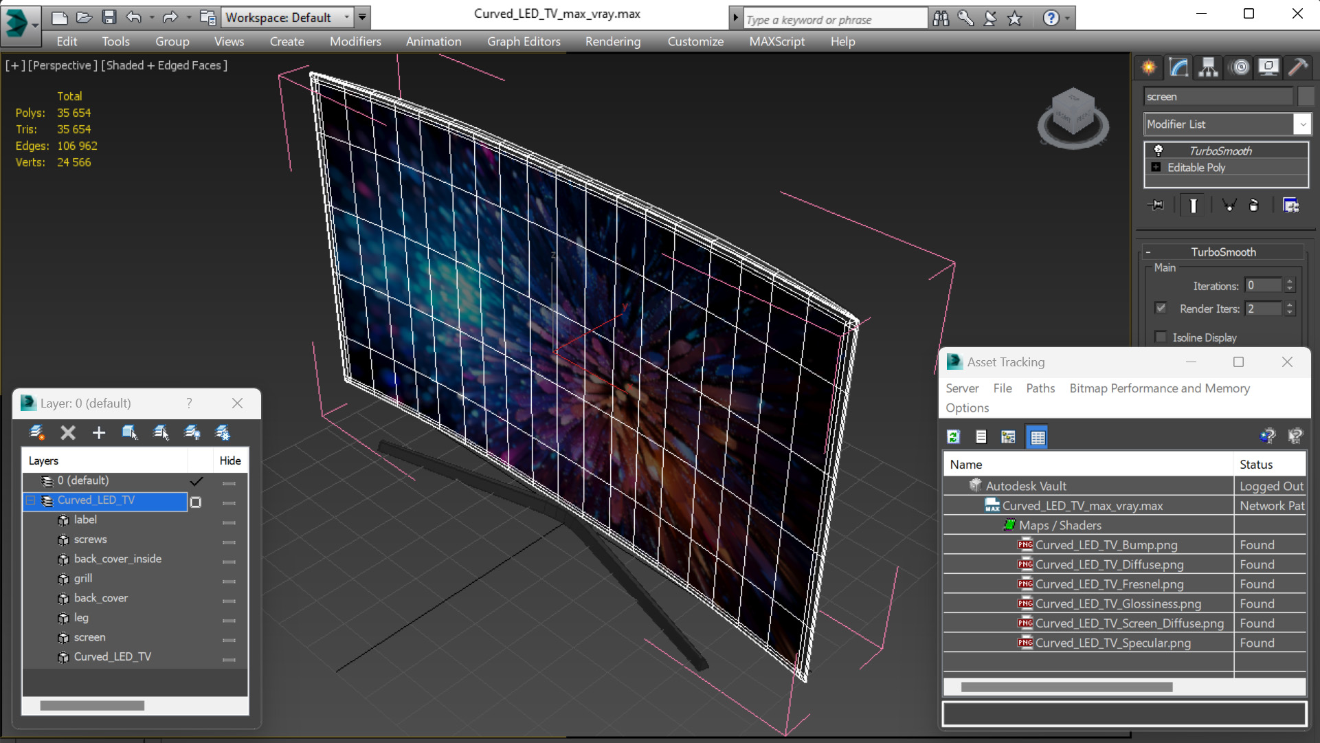 3D Curved LED TV model