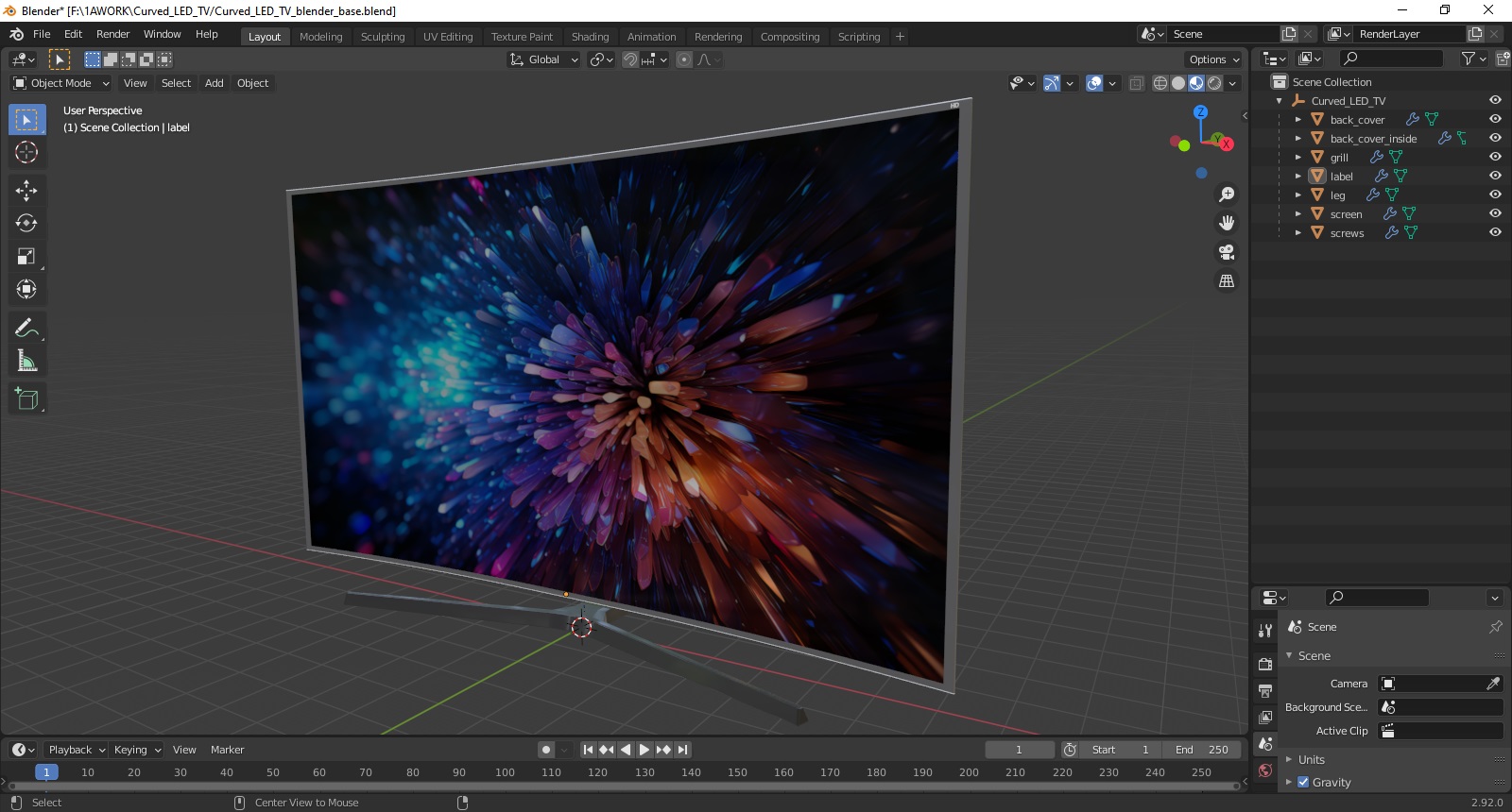 3D Curved LED TV model
