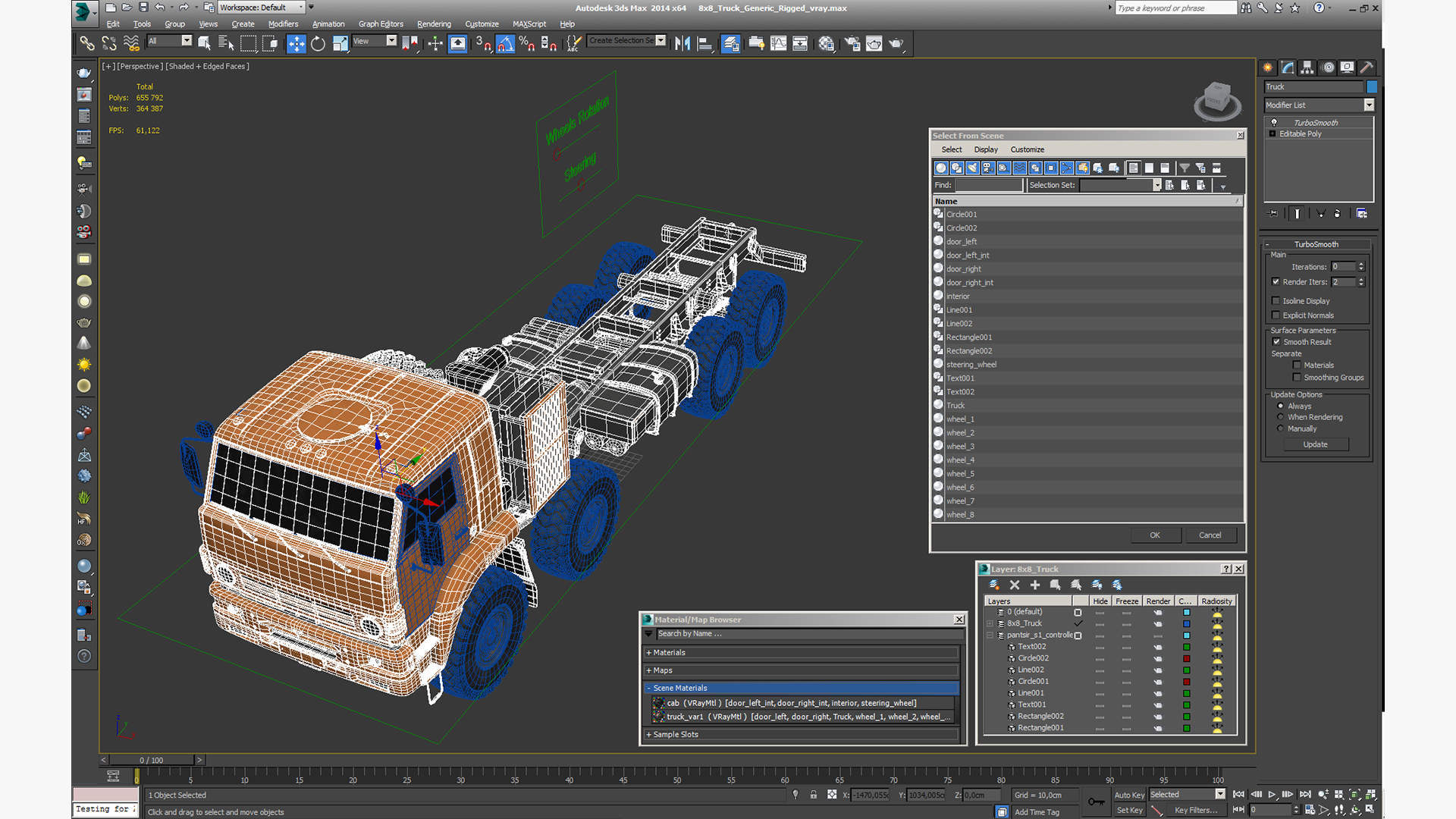 8x8 Truck Generic Rigged 3D model