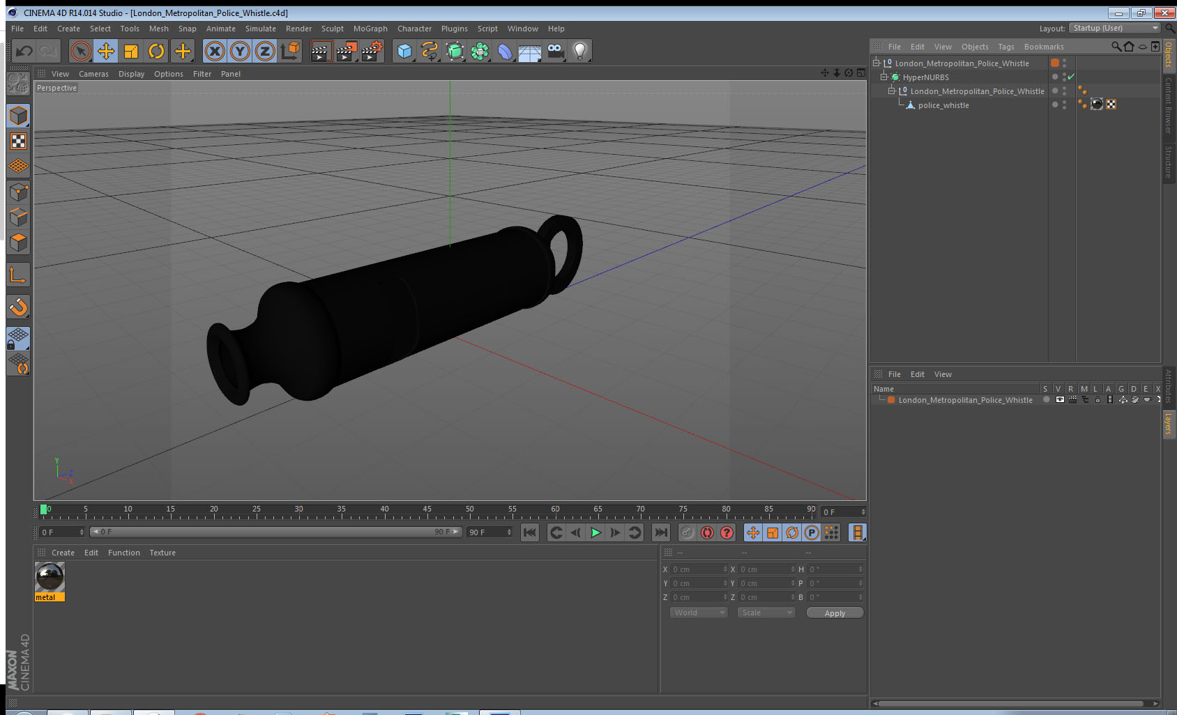 London Metropolitan Police Whistle 3D model