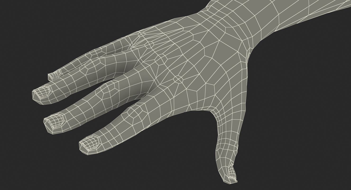 3D model Female Hand with Short Nails Rigged