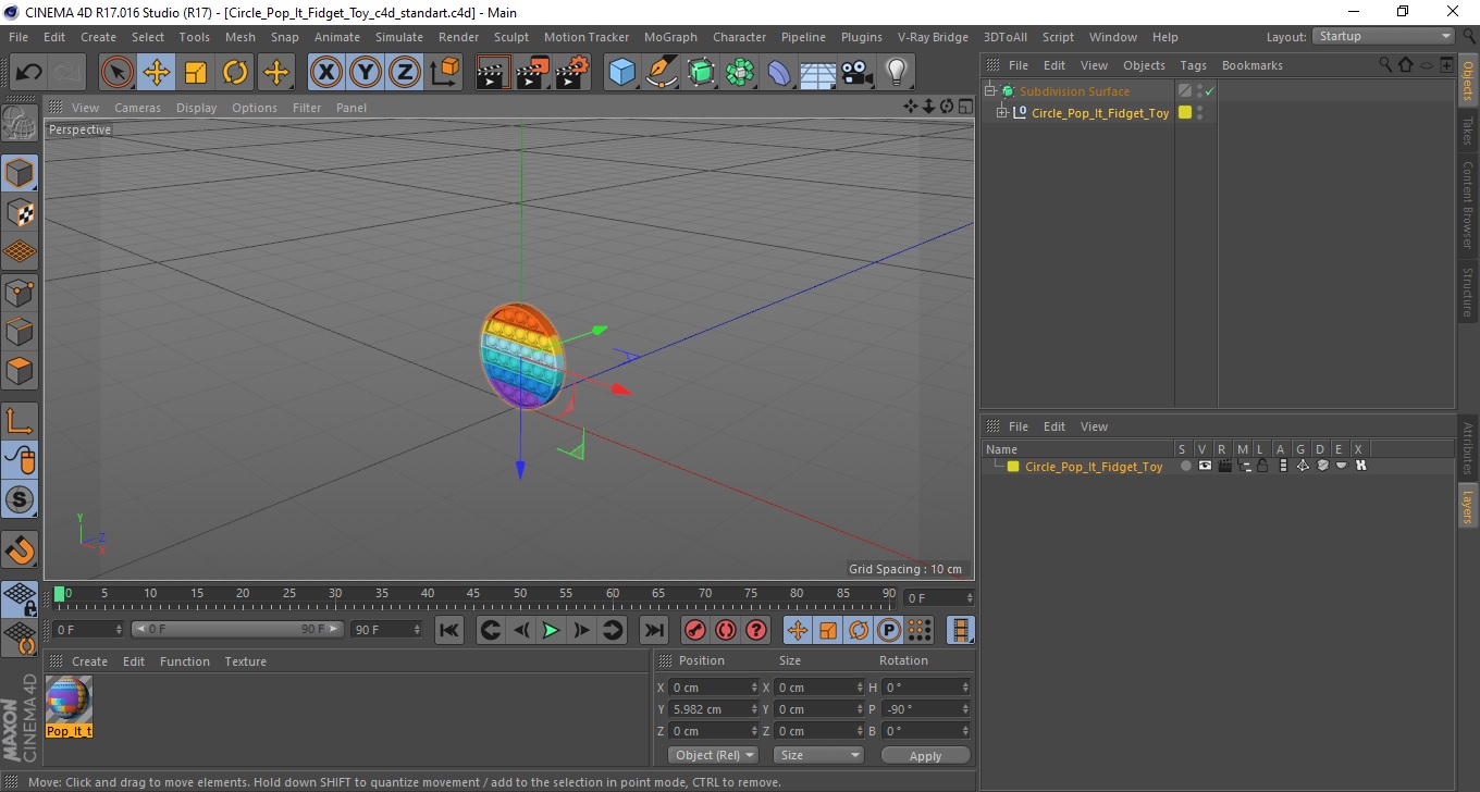 Circle Pop It Fidget Toy 3D model