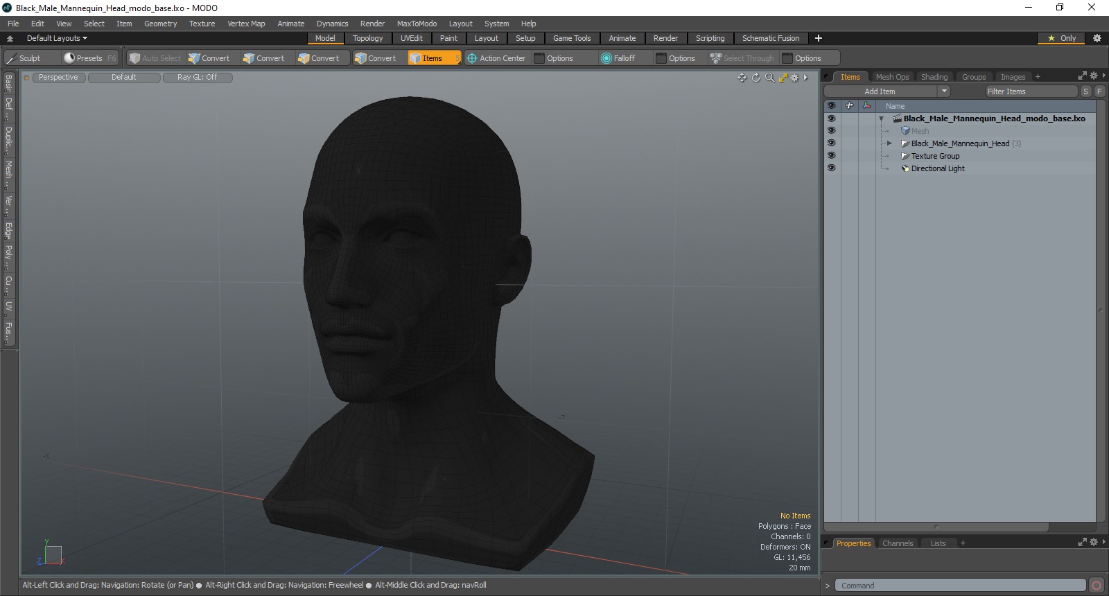 3D model Black Male Mannequin Head